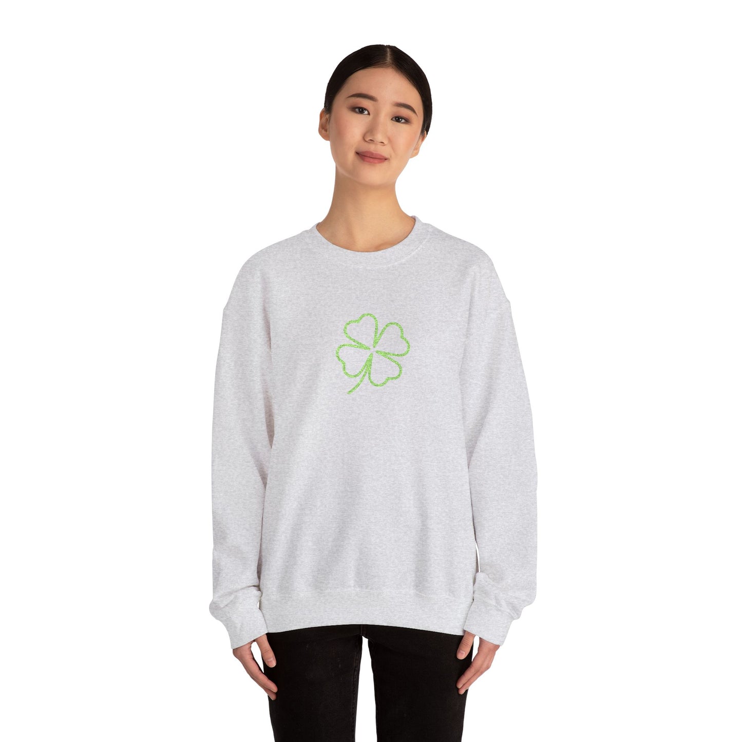 Shamrock Embroidered Crewneck Sweatshirt - Kelly Green Stitching