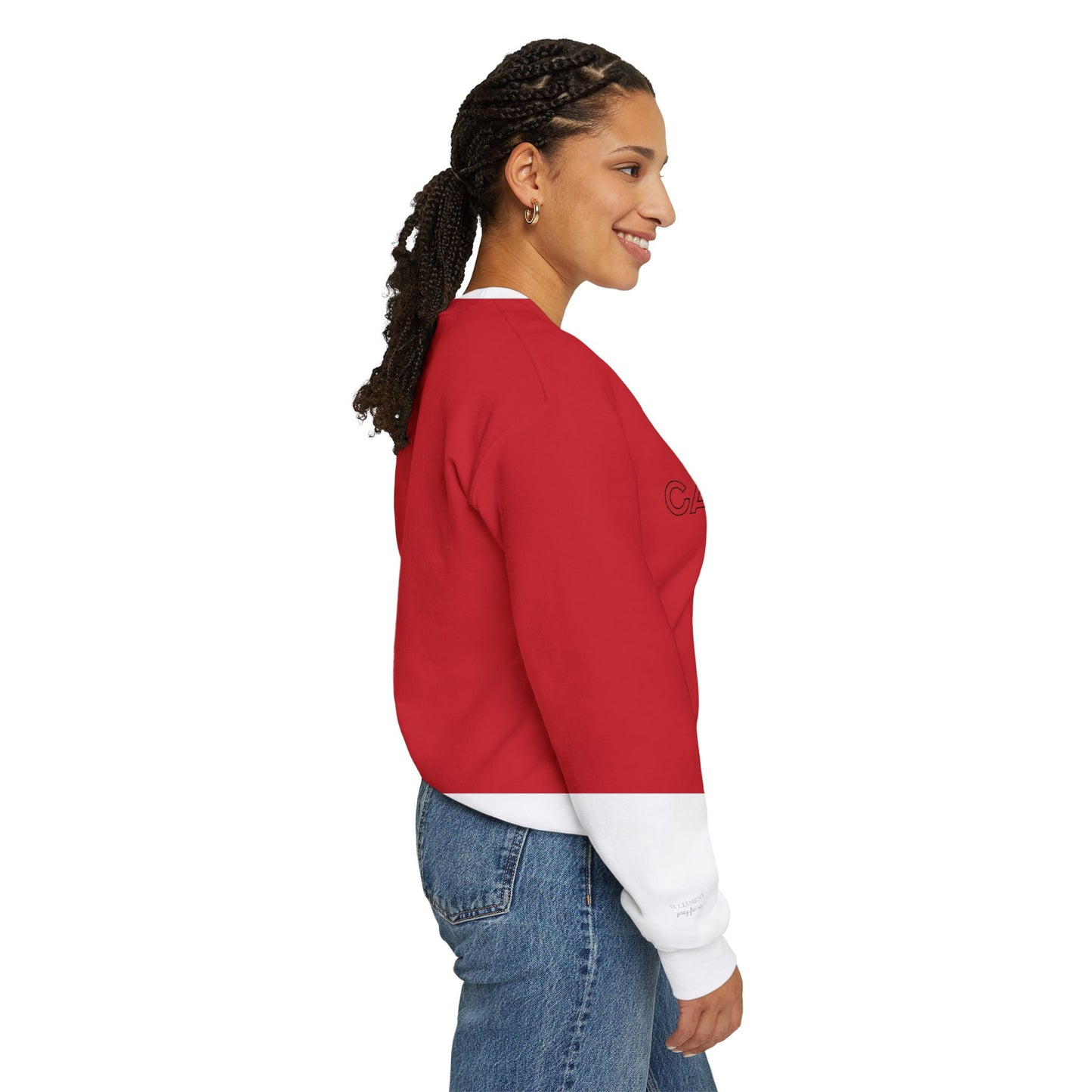 CATHOLIC Embroidered ST CLEMENT sleeve Crewneck Sweatshirt - Black stitching