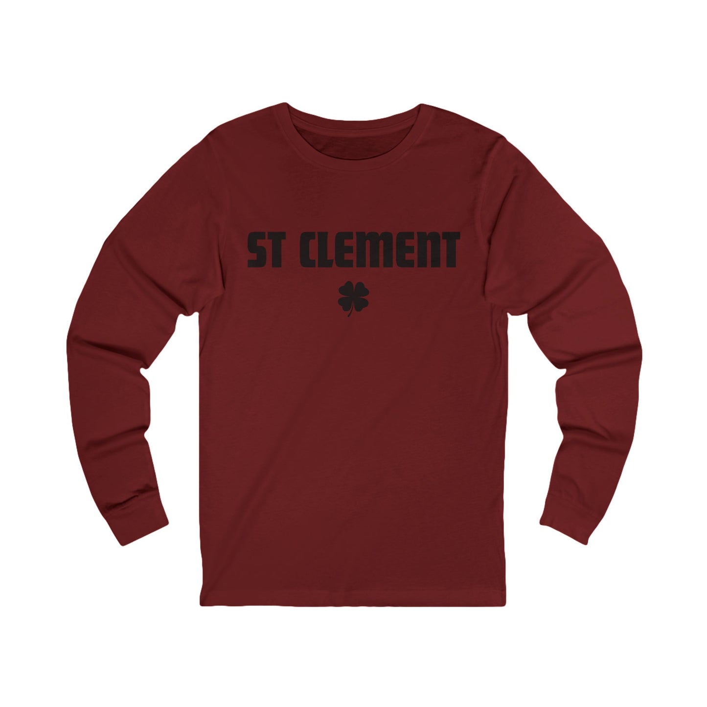 St Clement BLACK print with shamrock Long Sleeve Tee