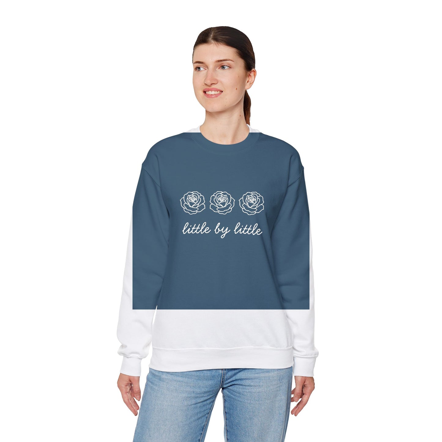 Little by little Embroidered Crewneck Sweatshirt - white stitches