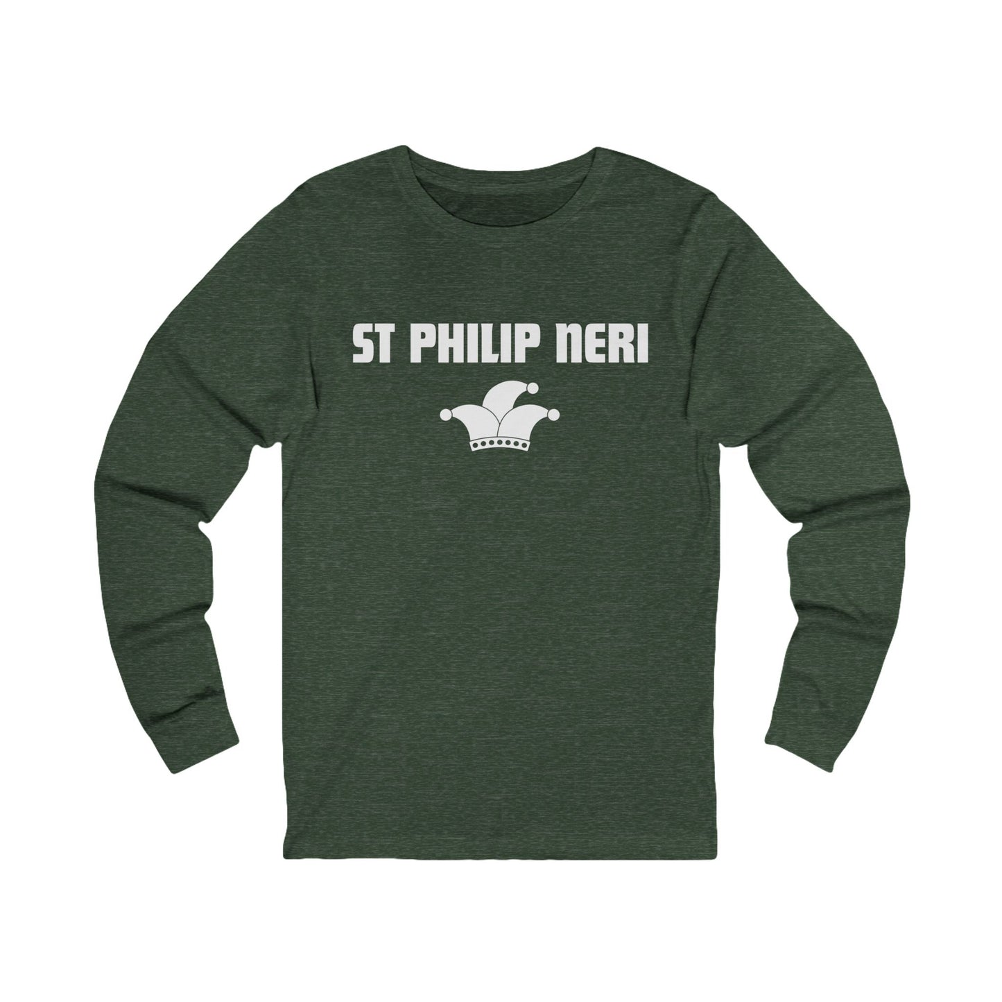 St Philip Neri WHITE print with jester hat Long Sleeve Tee