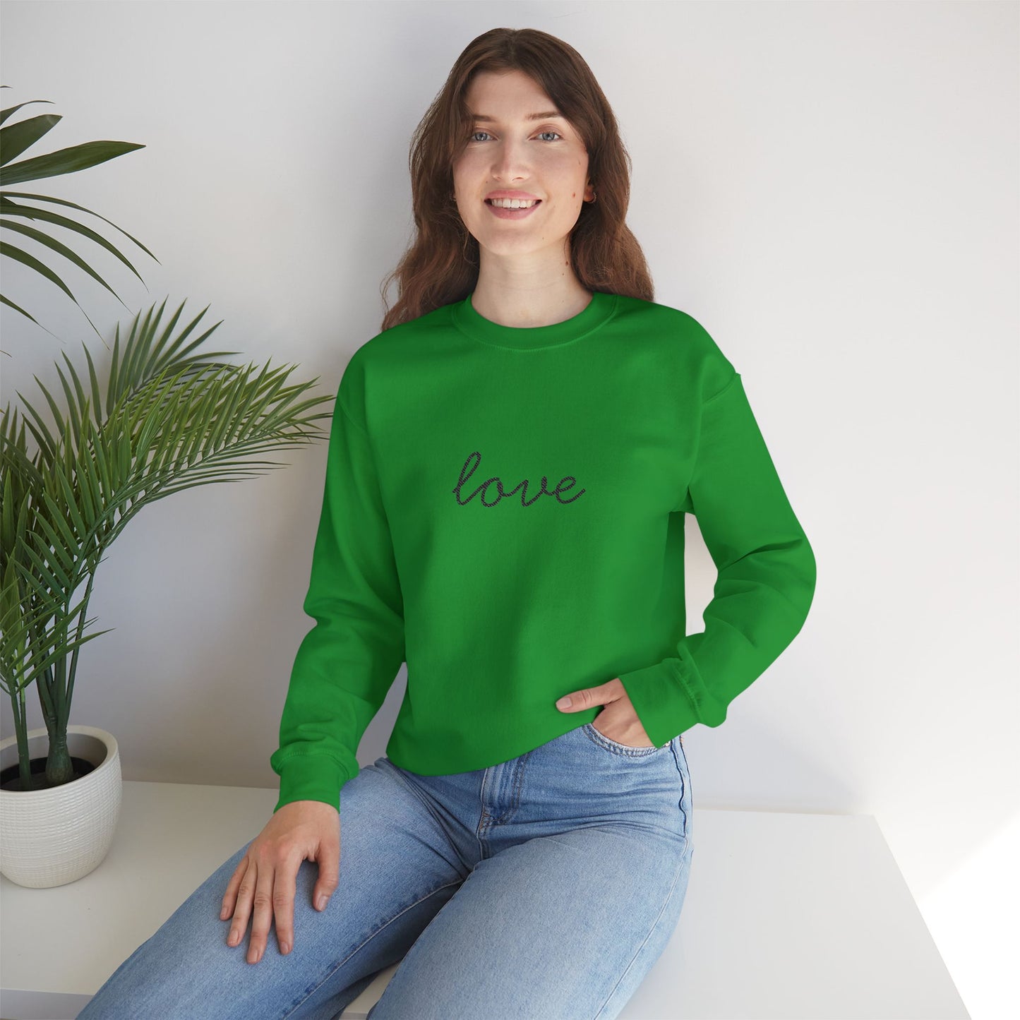 love Script Crewneck Sweatshirt - black stitching