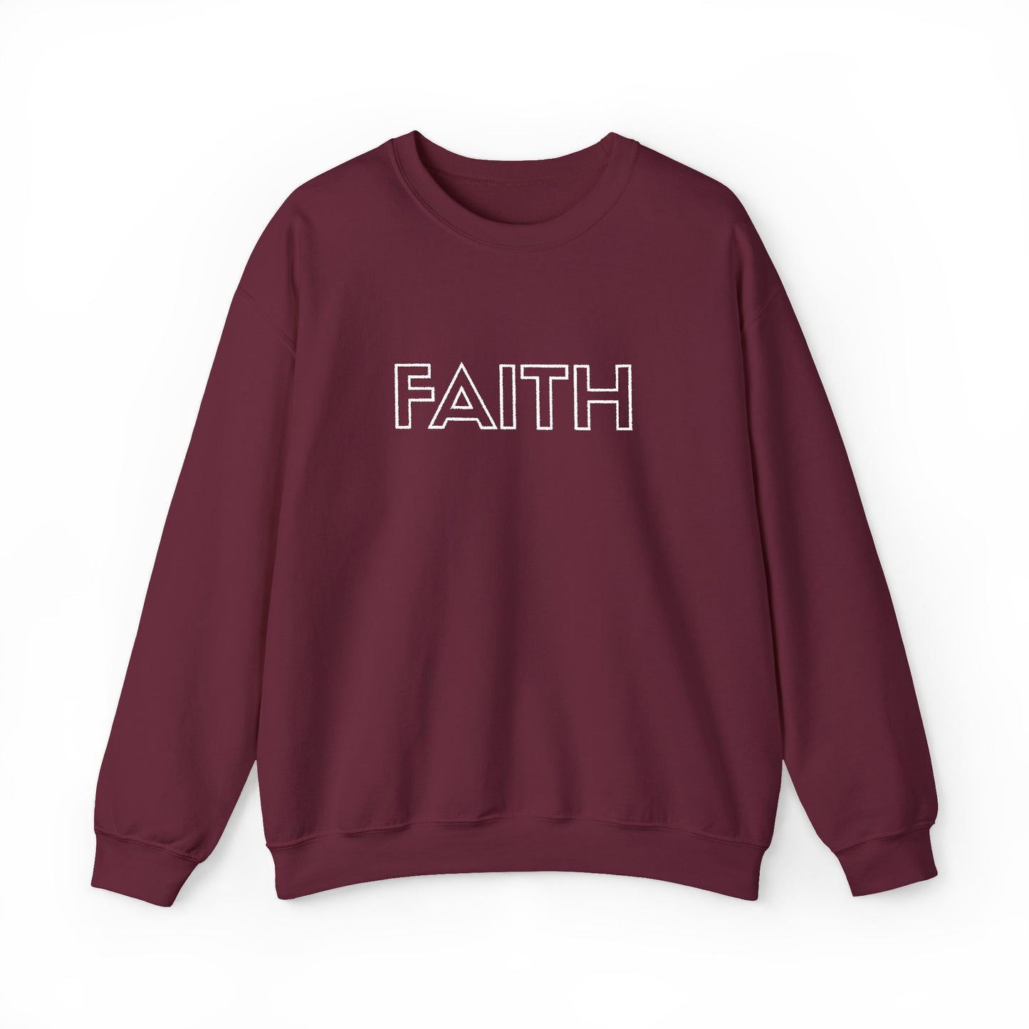 FAITH Embroidered Crewneck Sweatshirt - White stitching