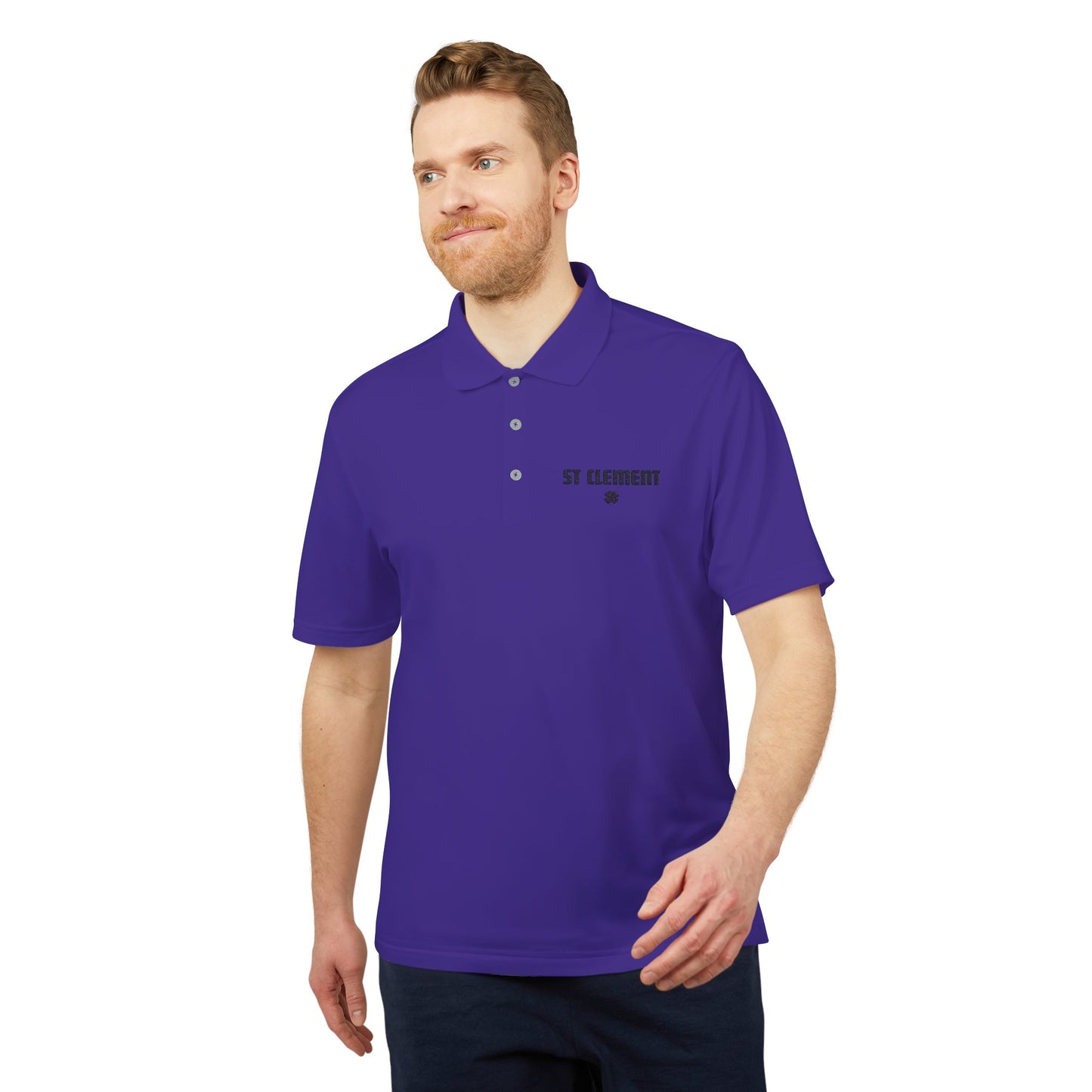 St. Clement Performance Polo — Lightweight Athletic Golf Shirt BLACK stitching