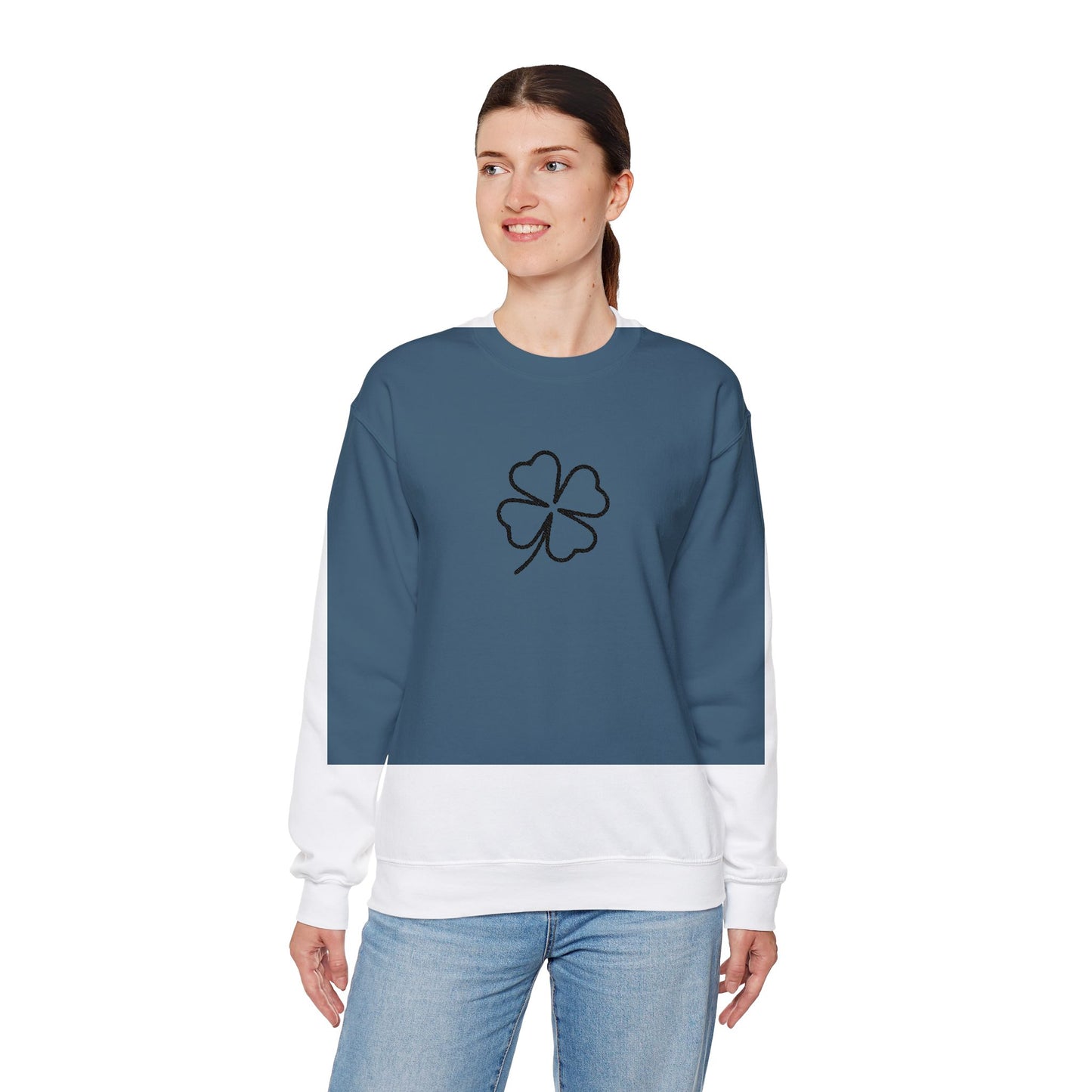 Shamrock Embroidered Crewneck Sweatshirt - Black Stitching