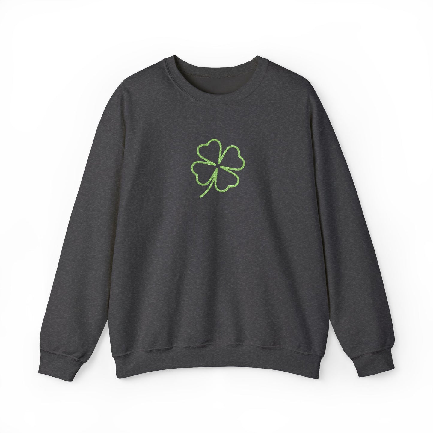 Shamrock Embroidered Crewneck Sweatshirt - Kelly Green Stitching