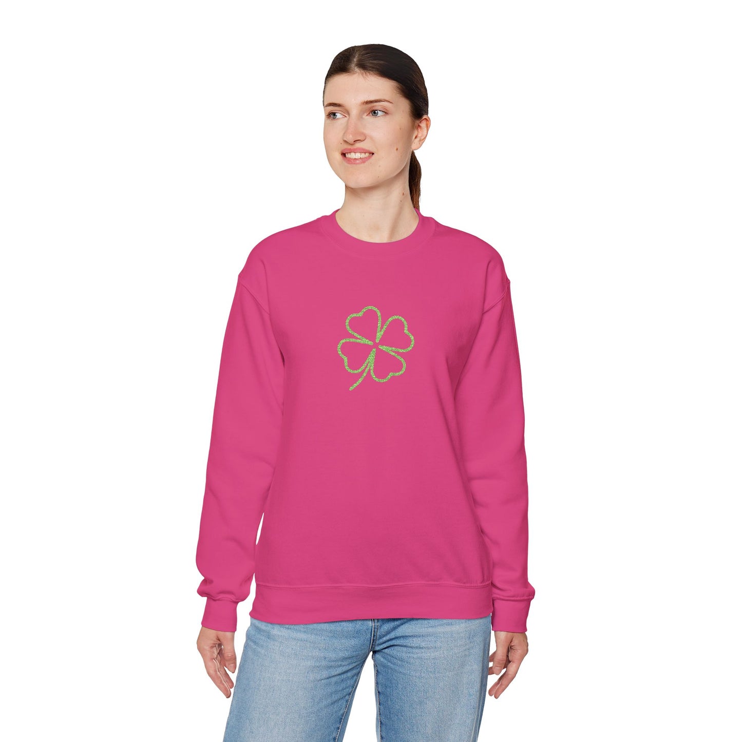 Shamrock Embroidered Crewneck Sweatshirt - Kelly Green Stitching
