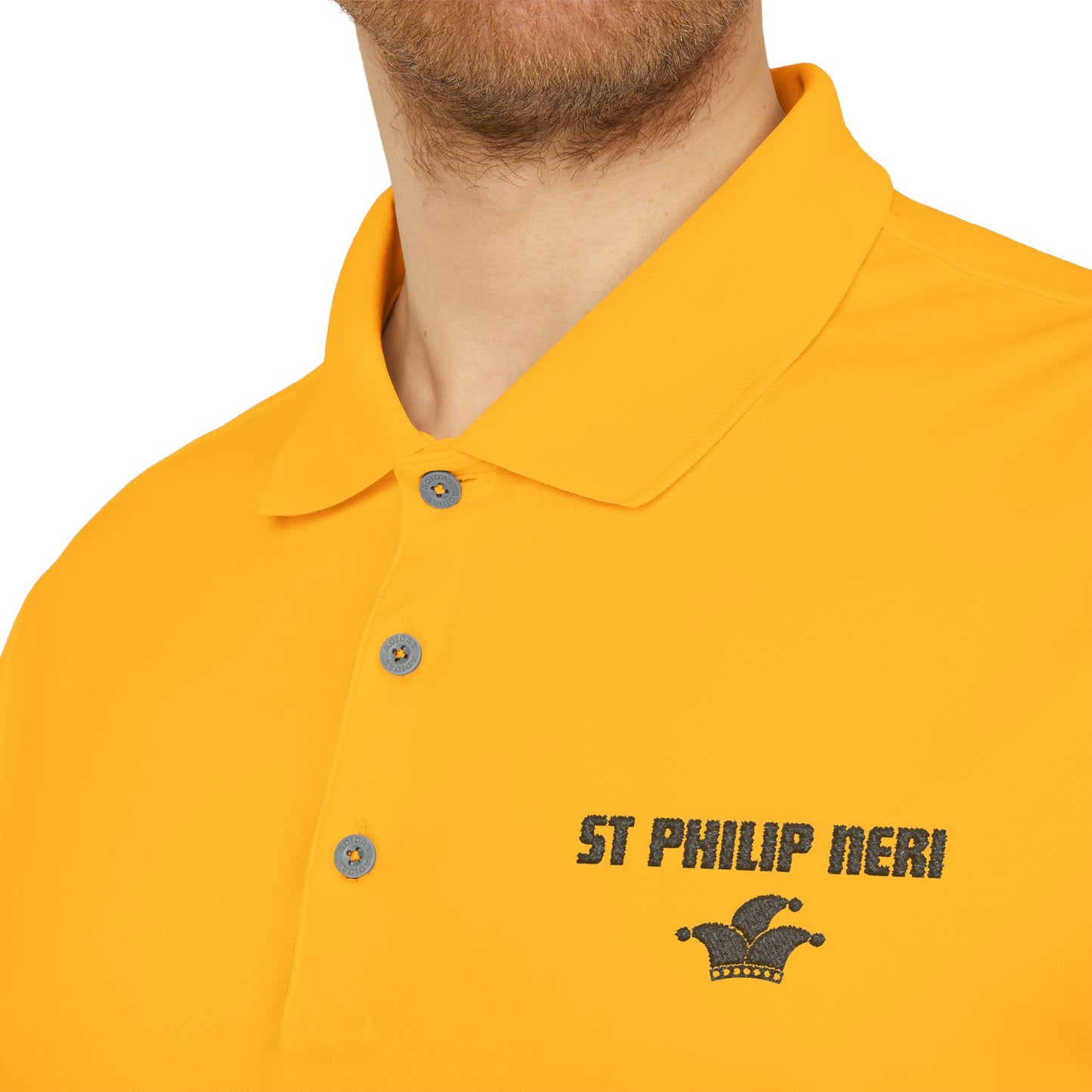 St. Philip Neri Performance Polo — Lightweight Athletic Golf Shirt BLACK stitching