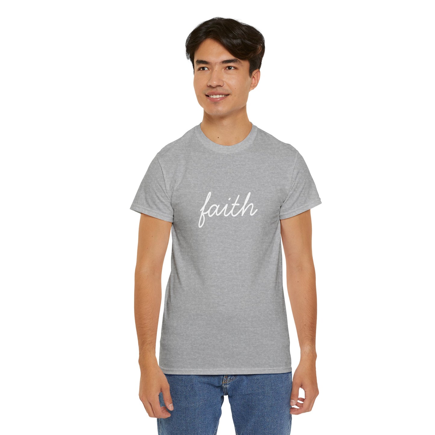 Faith Script T-Shirt —White Printing