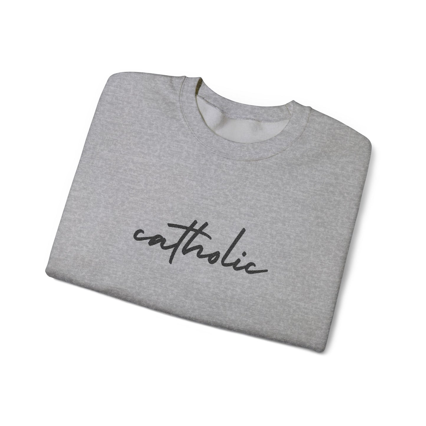 catholic Script Embroidered Crewneck Sweatshirt - black stitches