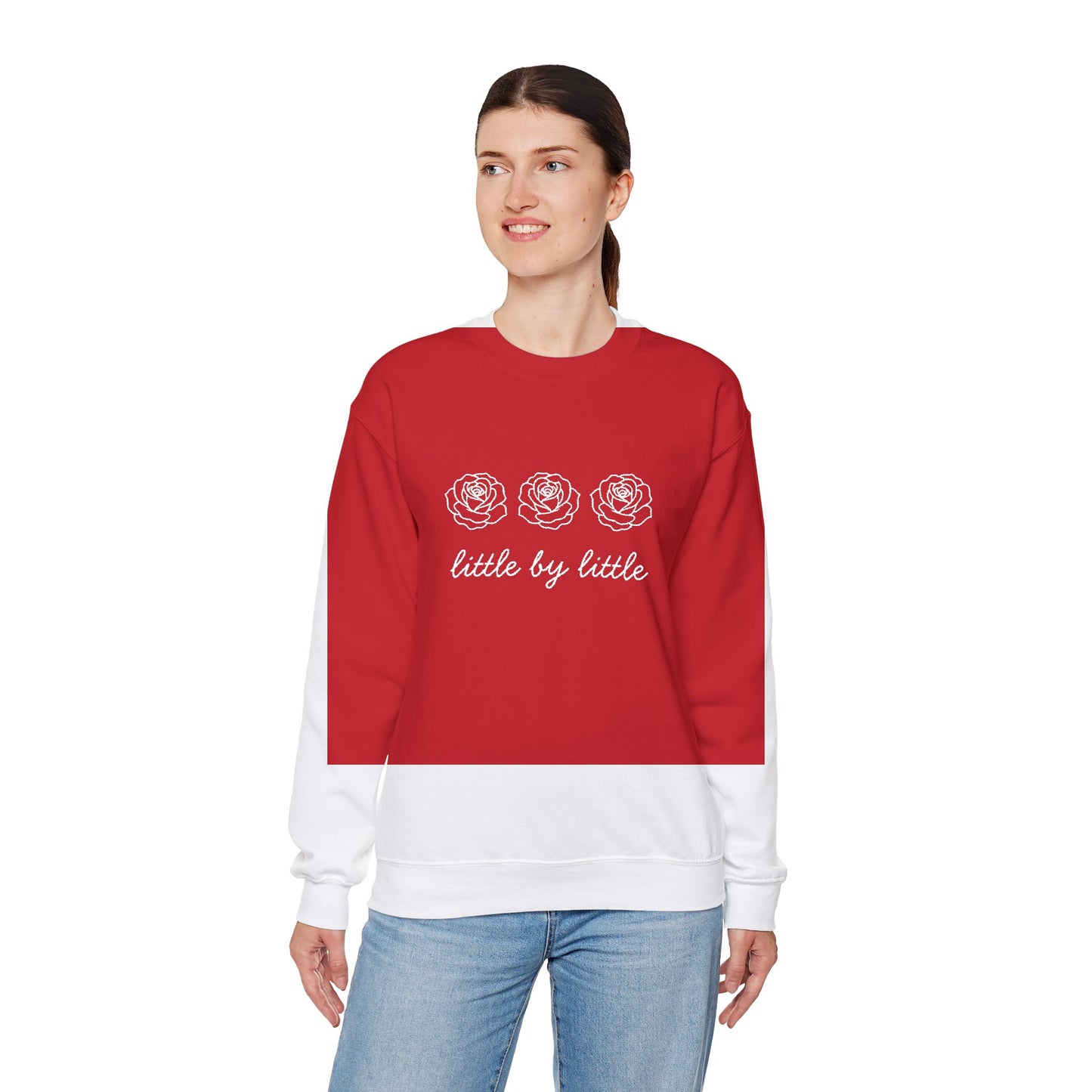 Little by little Embroidered Crewneck Sweatshirt - white stitches