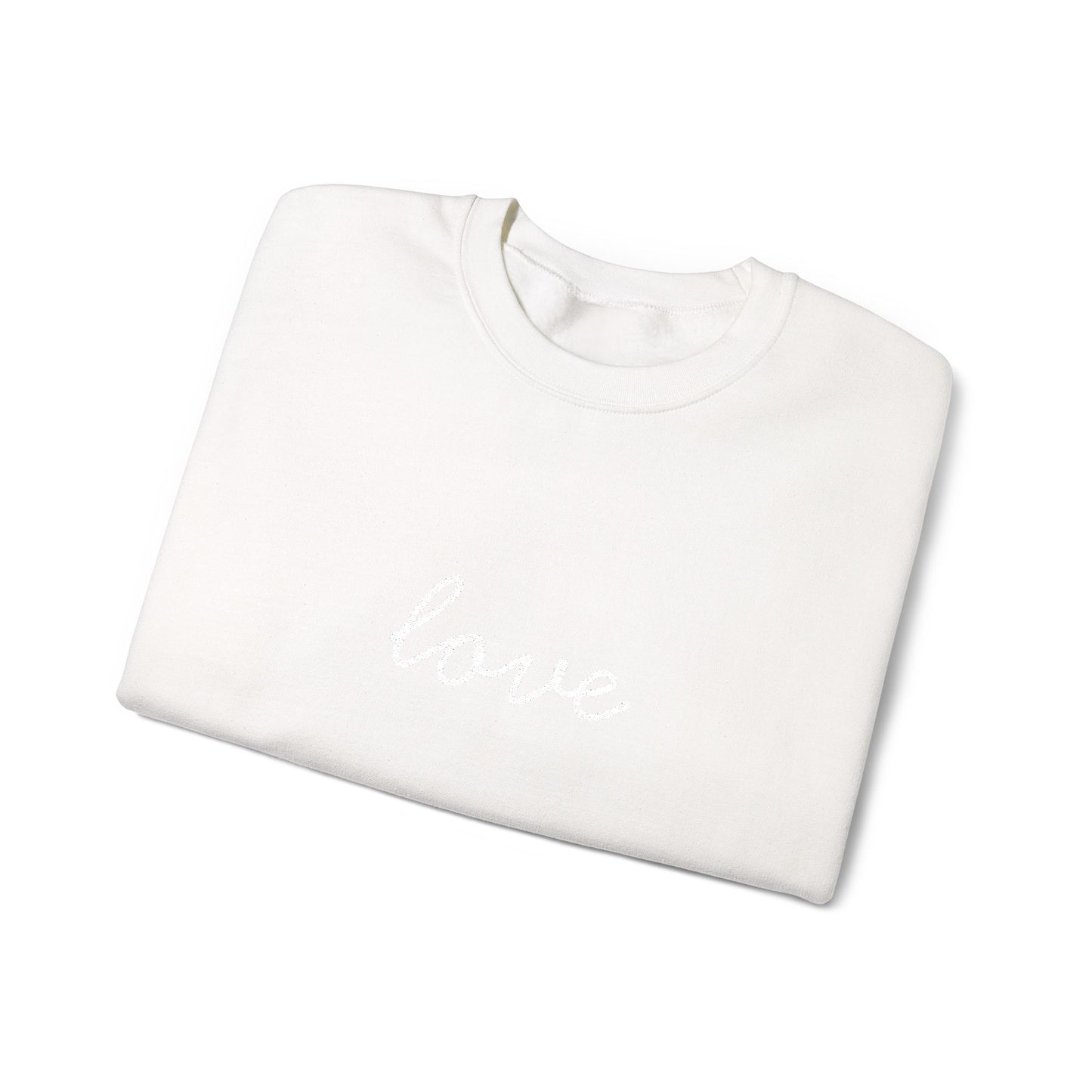 love Script Embroidered Crewneck Sweatshirt - white stitches