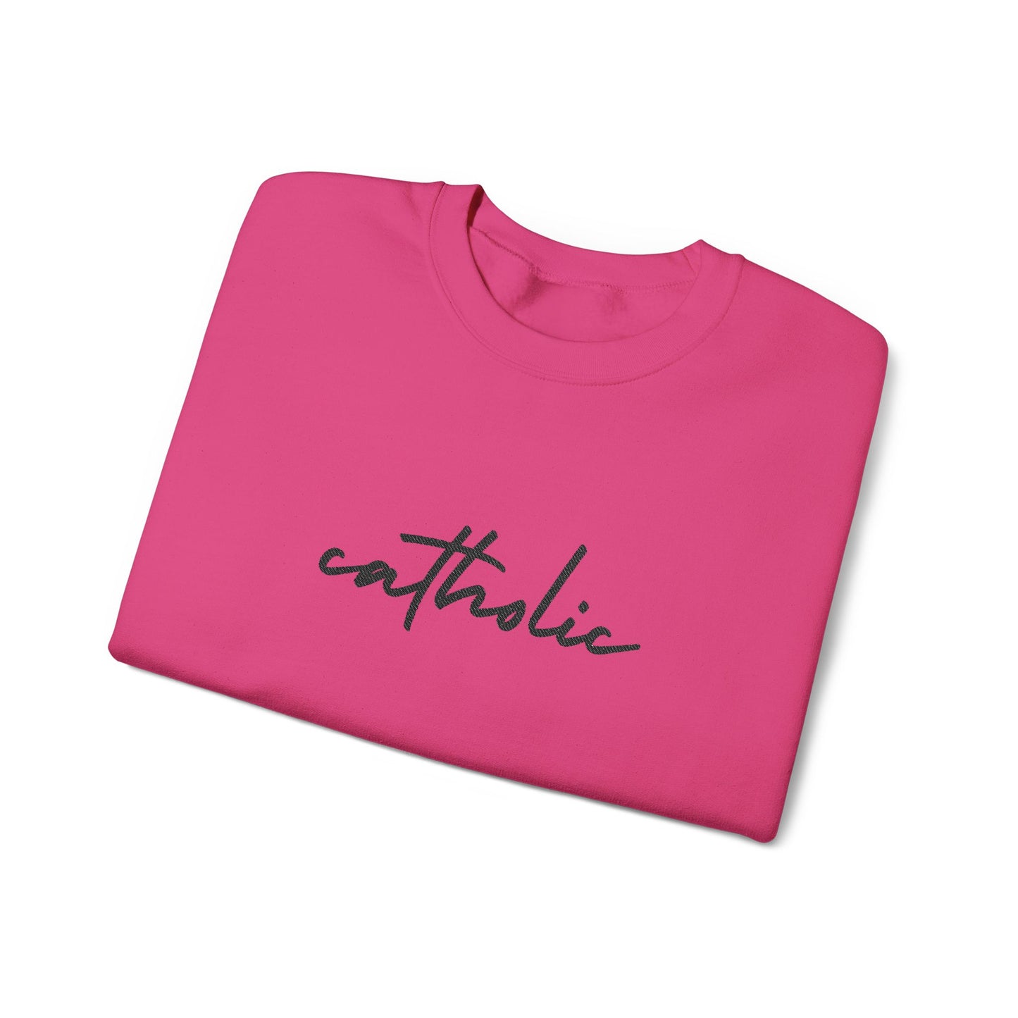 catholic Script Embroidered Crewneck Sweatshirt - black stitches