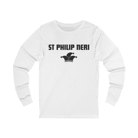 St Philip Neri BLACK print with jester hat Long Sleeve Tee