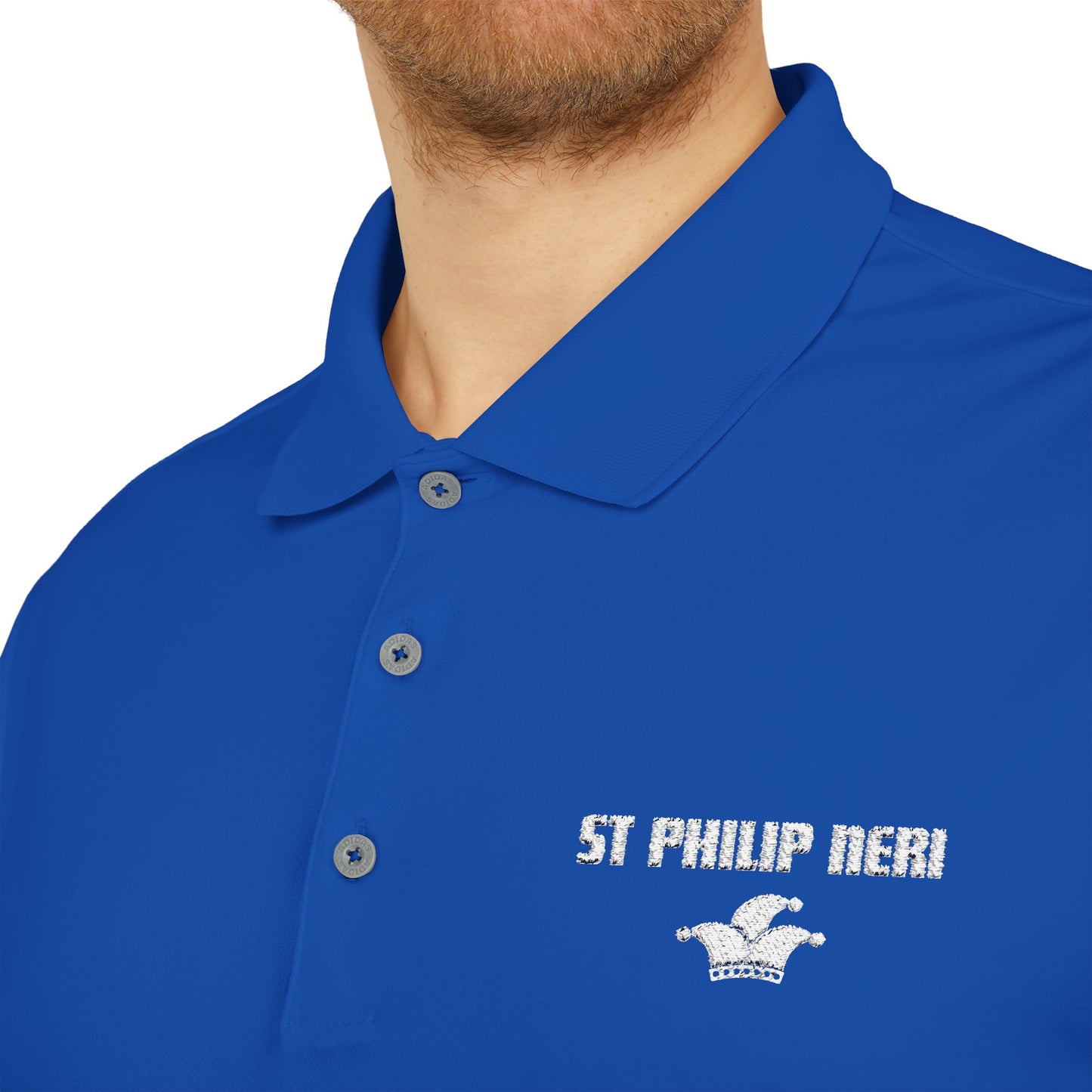 St. Philip Neri Performance Polo — Lightweight Athletic Golf Shirt WHITE stitching