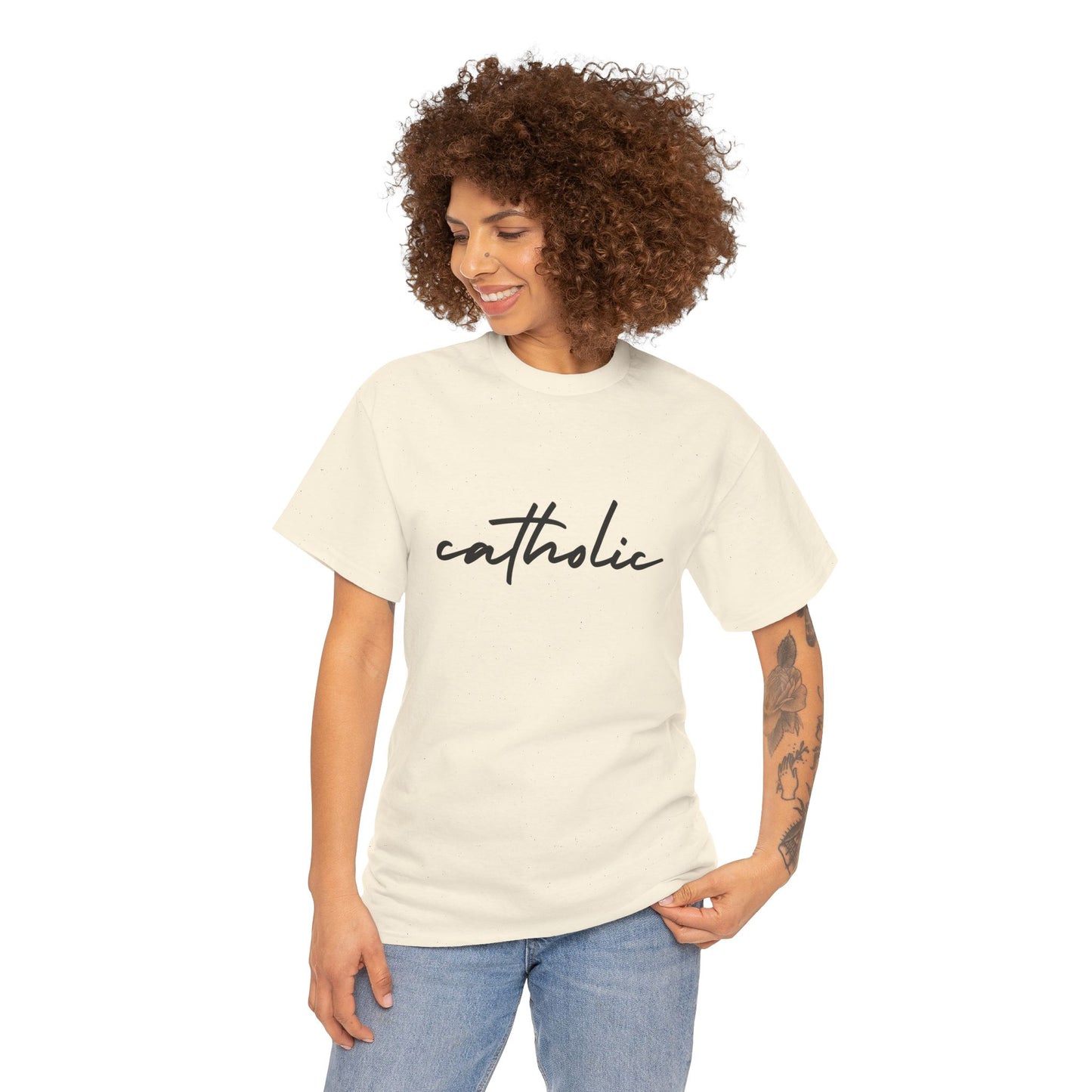 Catholic Script T-Shirt —Black Printing