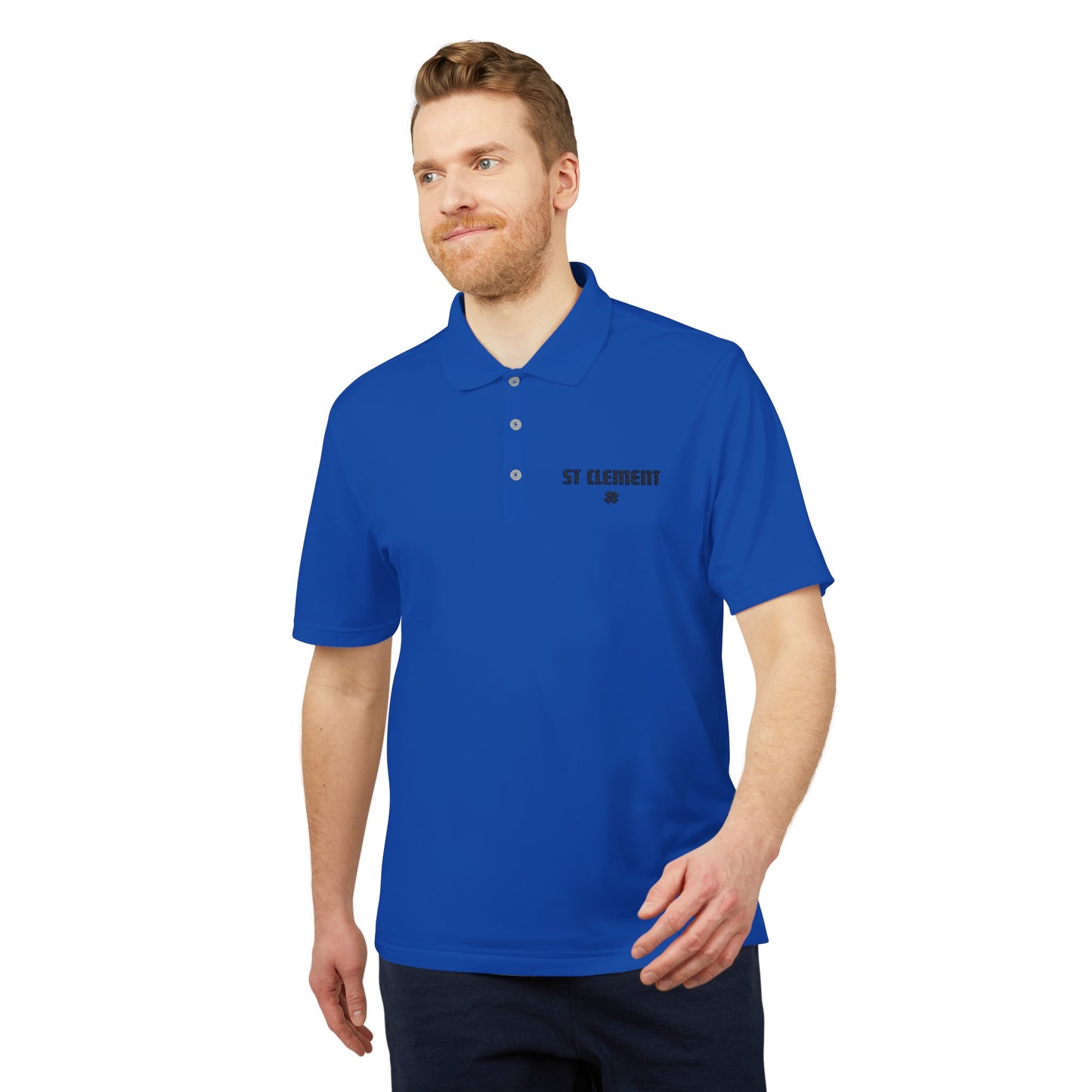 St. Clement Performance Polo — Lightweight Athletic Golf Shirt BLACK stitching