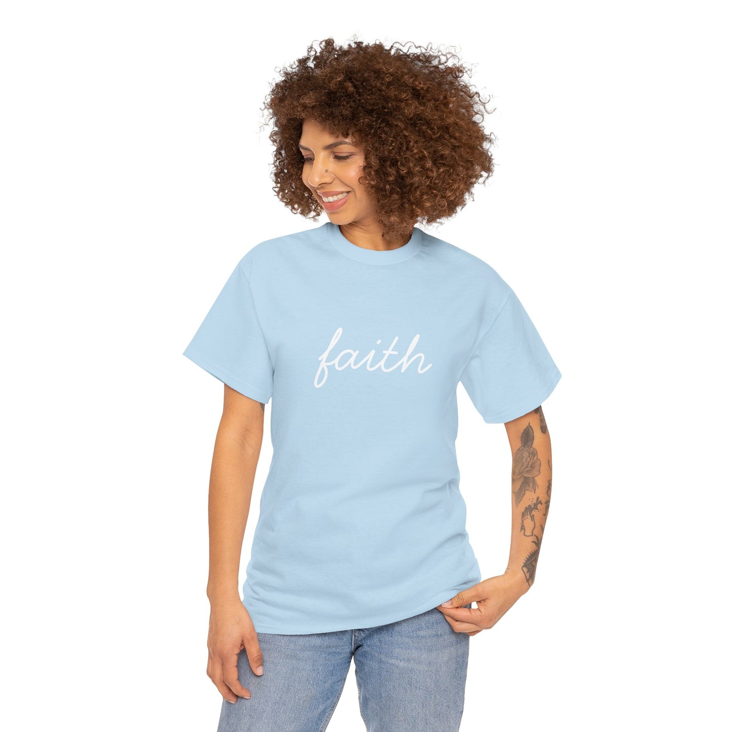 Faith Script T-Shirt —White Printing