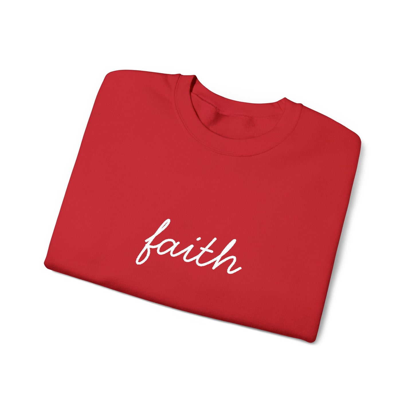 faith Script Embroidered Crewneck Sweatshirt - white stitches