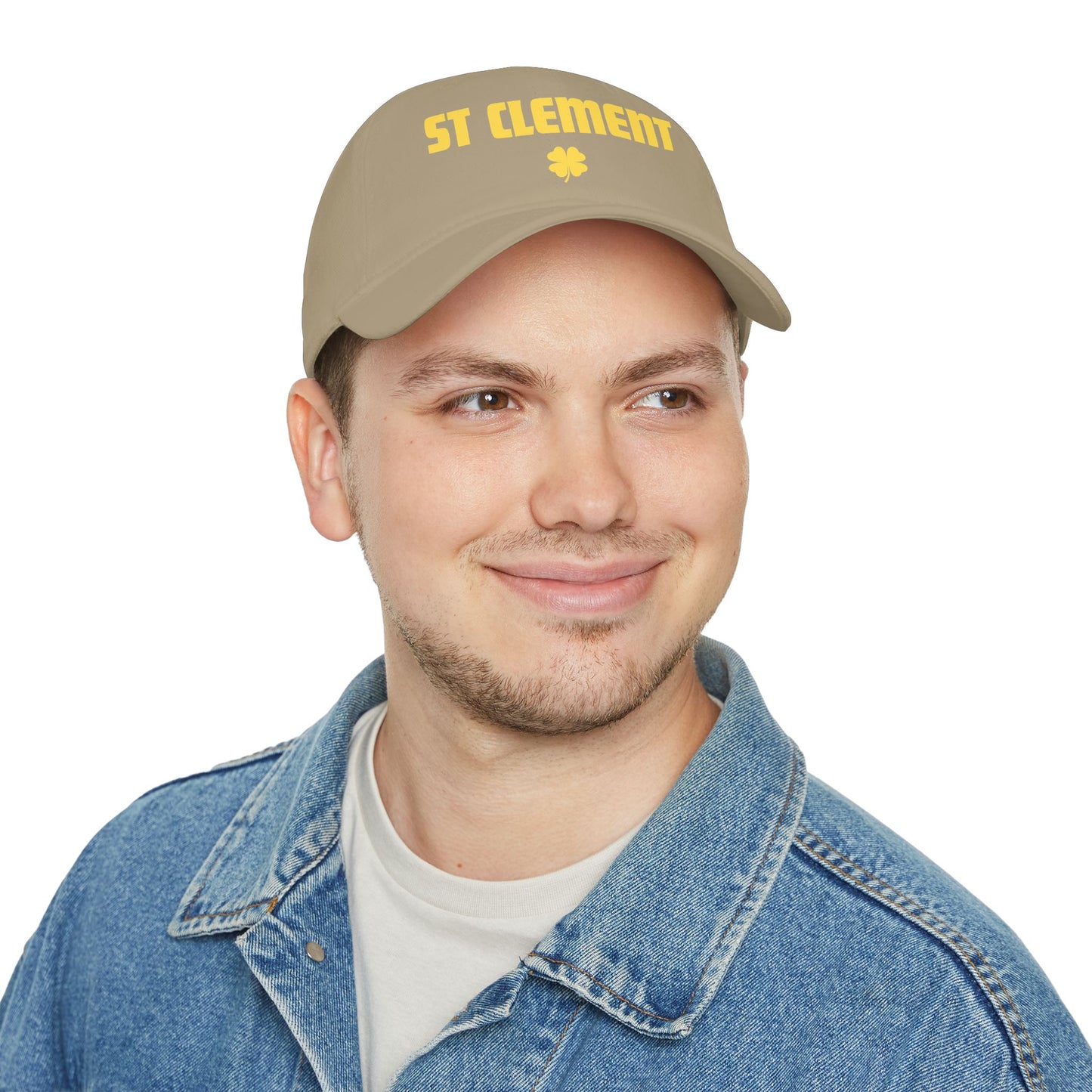 St. Clement Low Profile Baseball Cap — Retro Gold Text with Shamrock