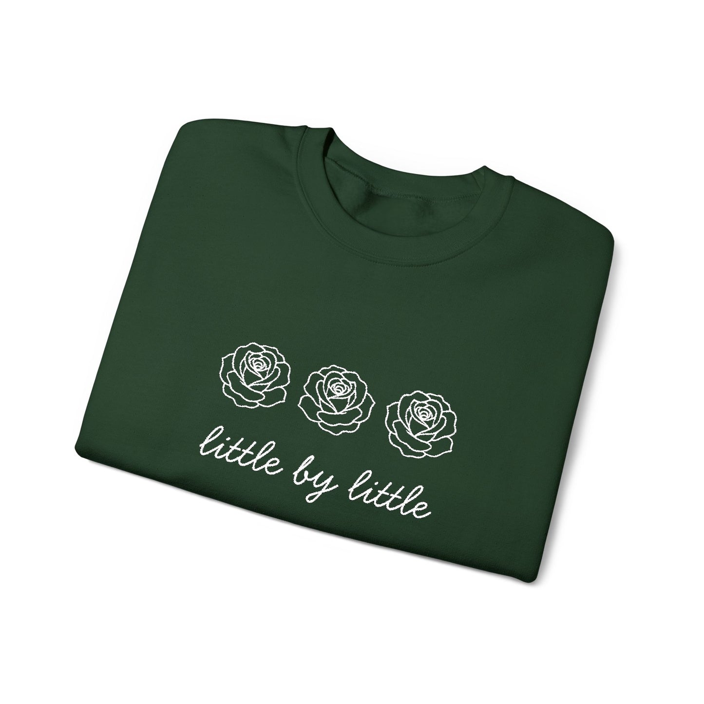 Little by little Embroidered Crewneck Sweatshirt - white stitches