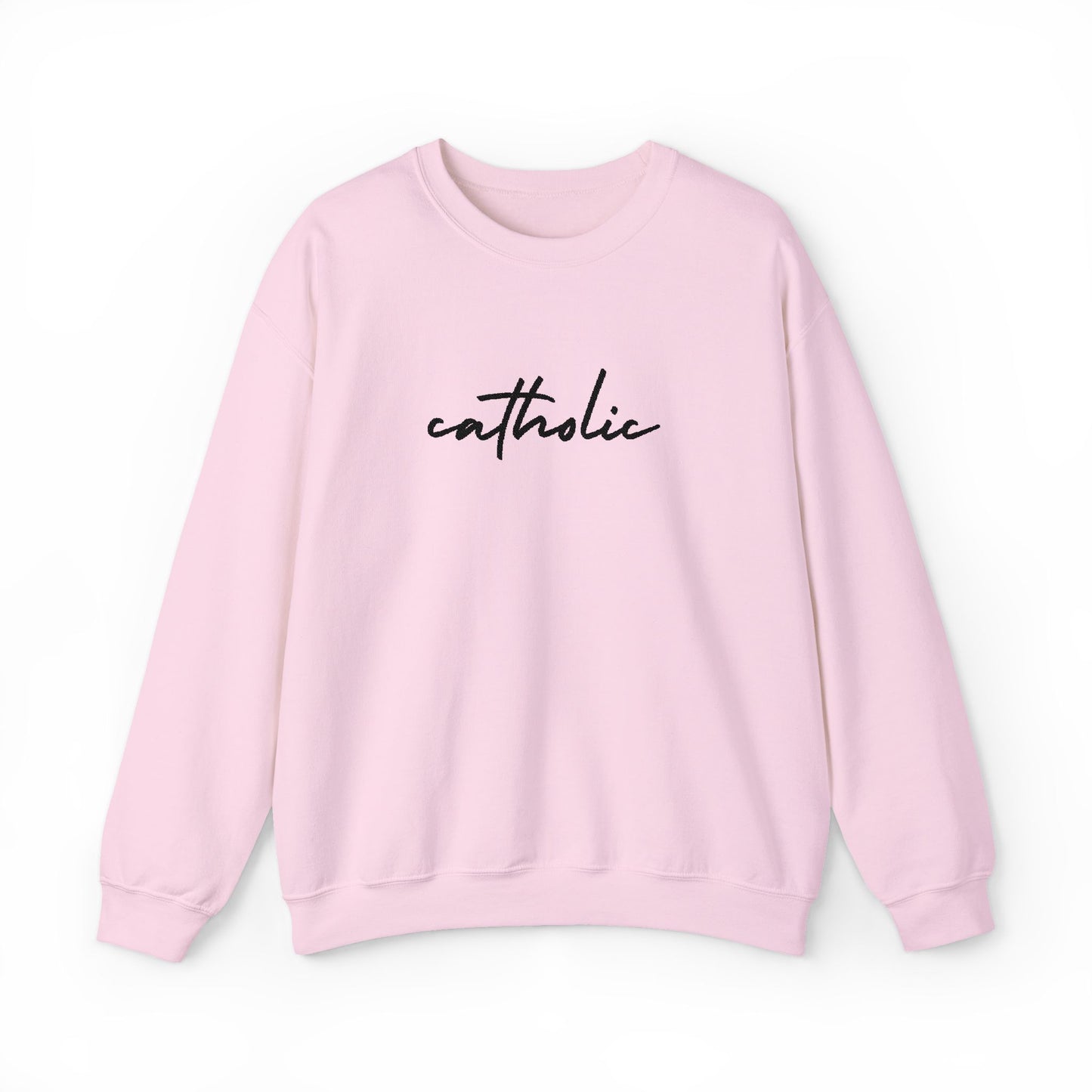catholic Script Embroidered Crewneck Sweatshirt - black stitches