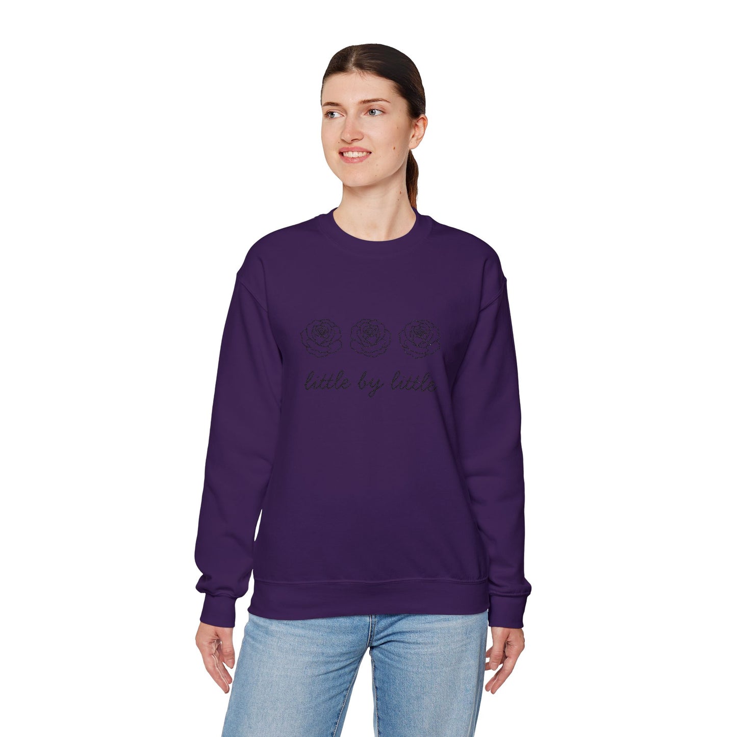 Little by little Embroidered Crewneck Sweatshirt - black stitches