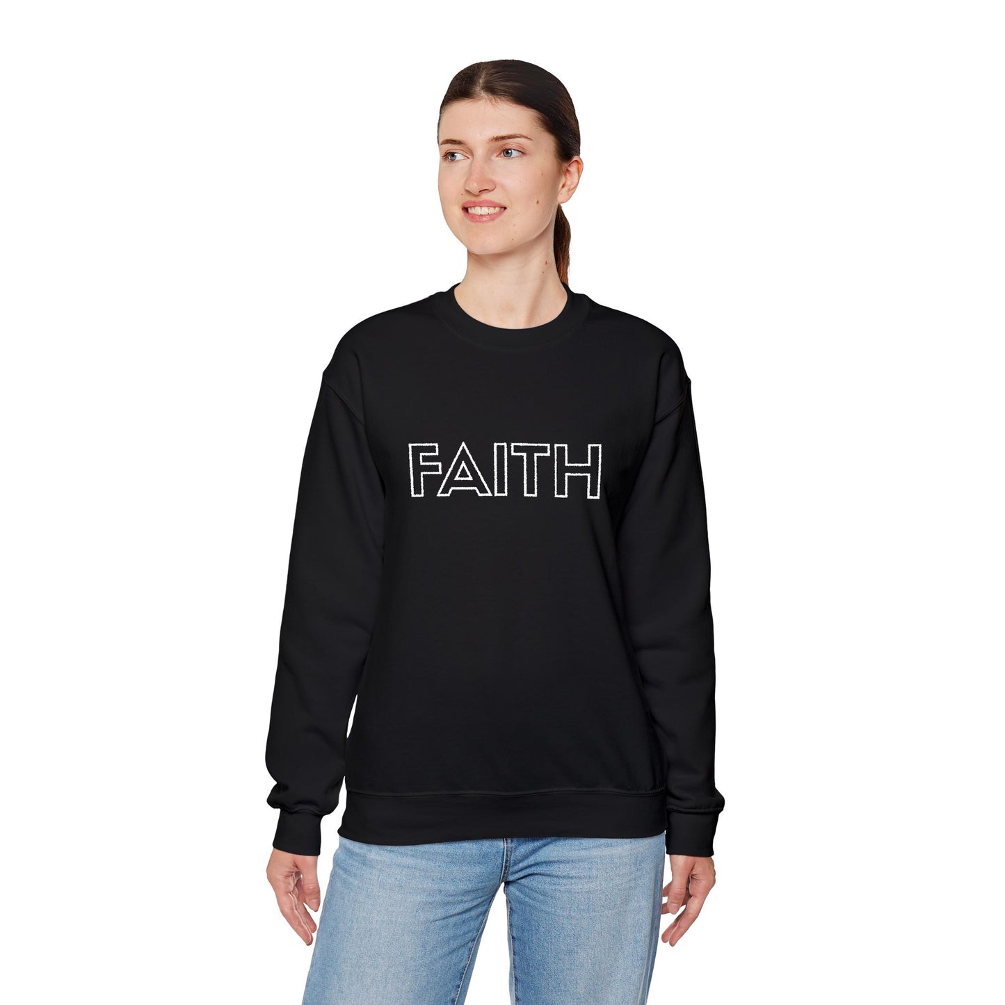 FAITH Embroidered Crewneck Sweatshirt - White stitching