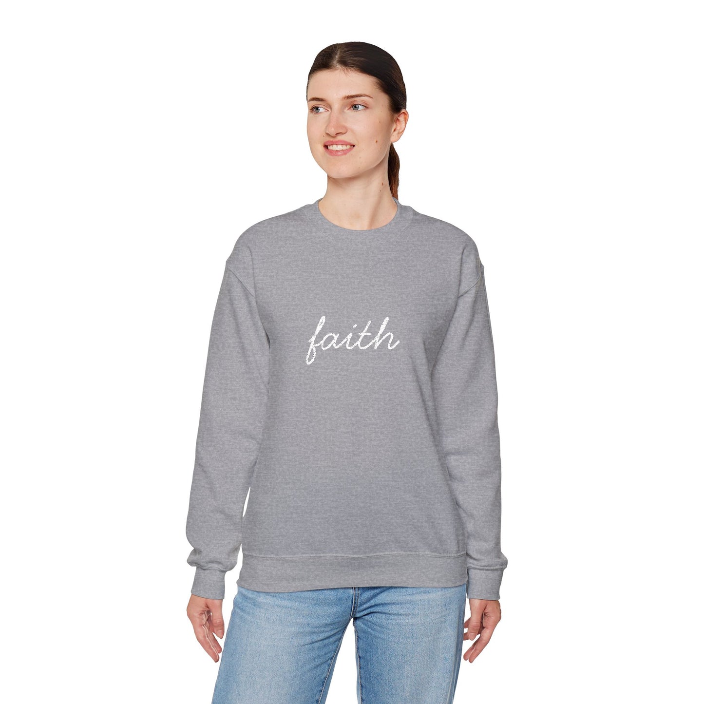faith Script Embroidered Crewneck Sweatshirt - white stitches