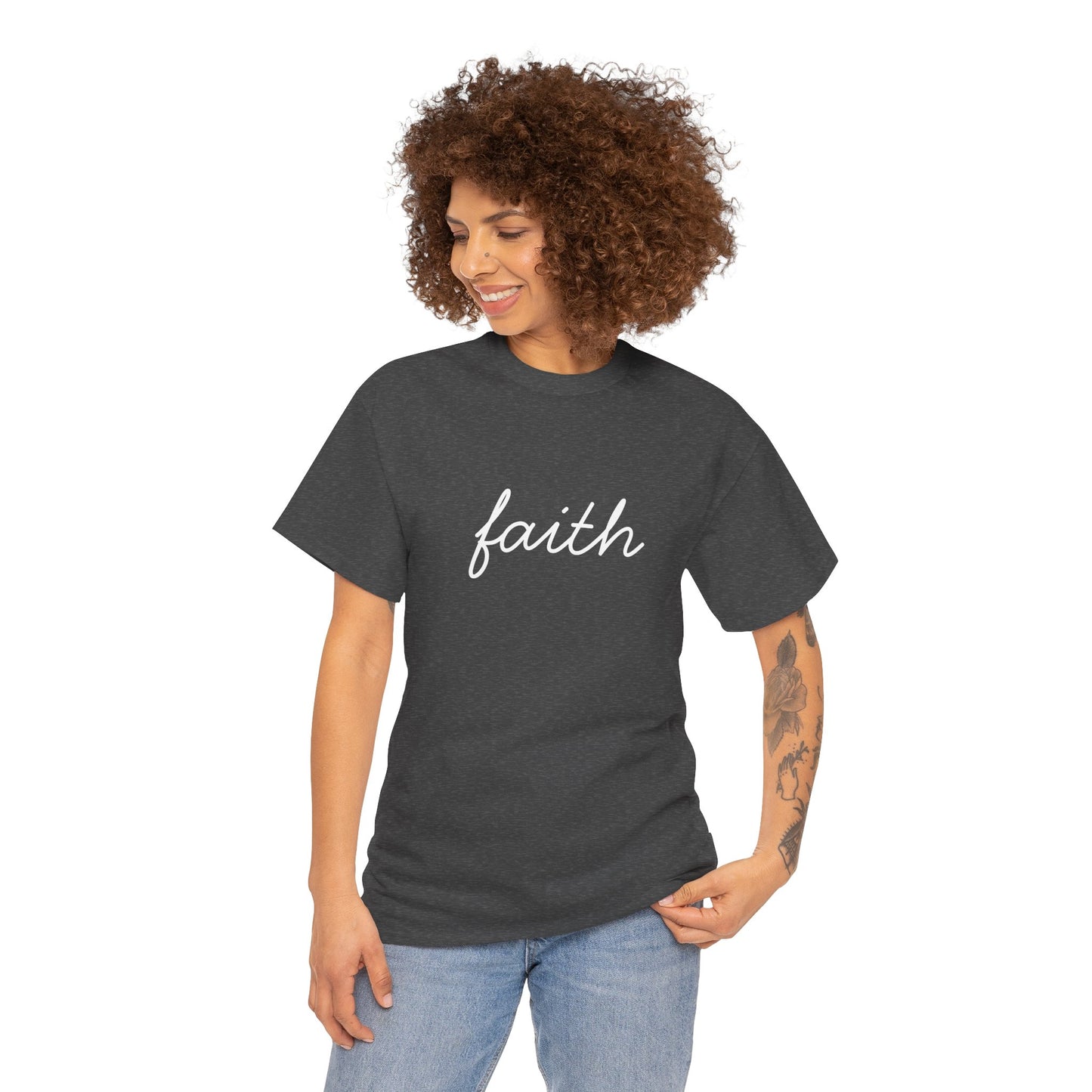 Faith Script T-Shirt —White Printing