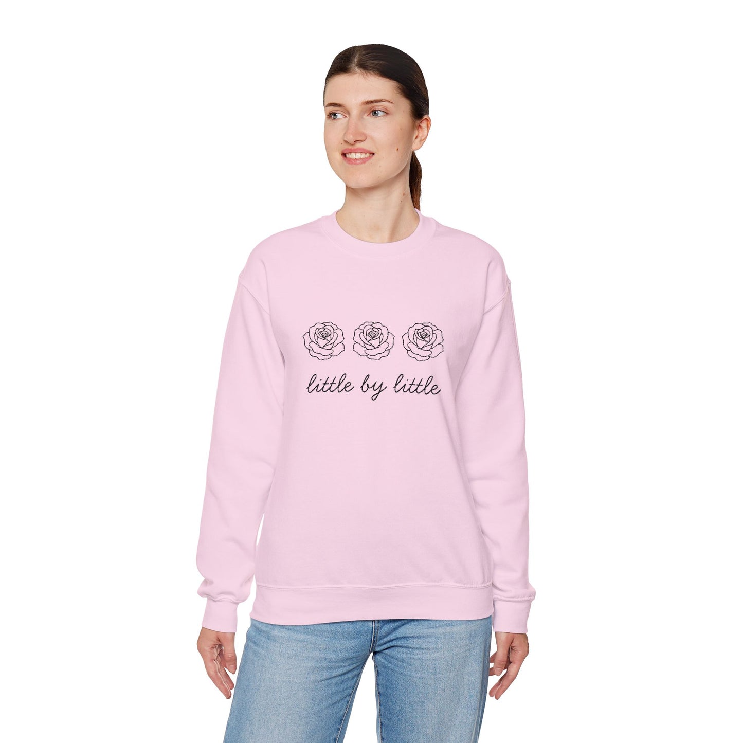 Little by little Embroidered Crewneck Sweatshirt - black stitches
