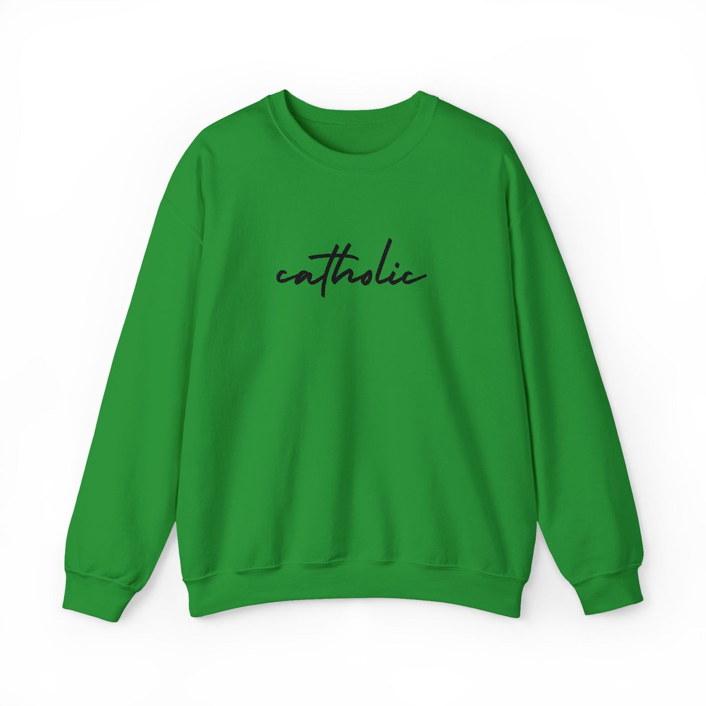 catholic Script Embroidered Crewneck Sweatshirt - black stitches