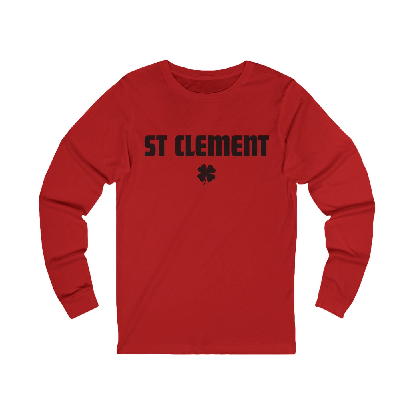 St Clement BLACK print with shamrock Long Sleeve Tee
