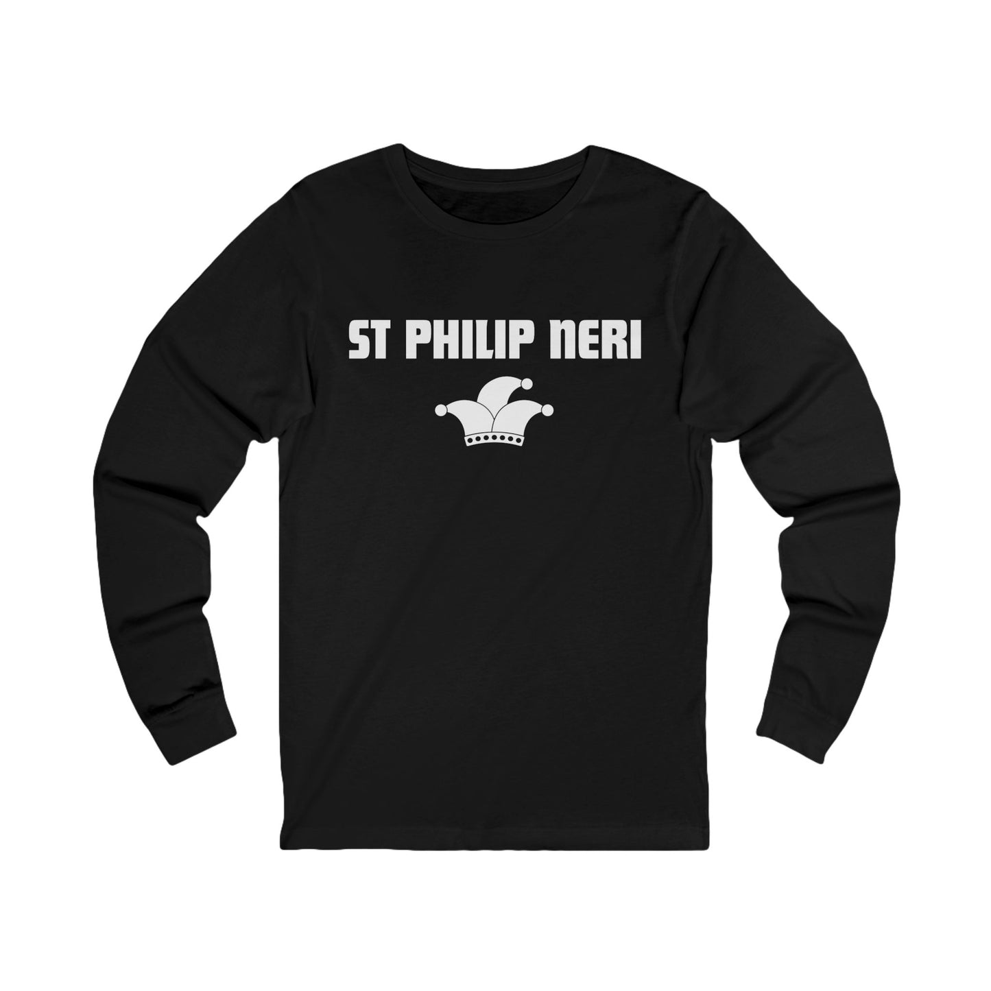 St Philip Neri WHITE print with jester hat Long Sleeve Tee