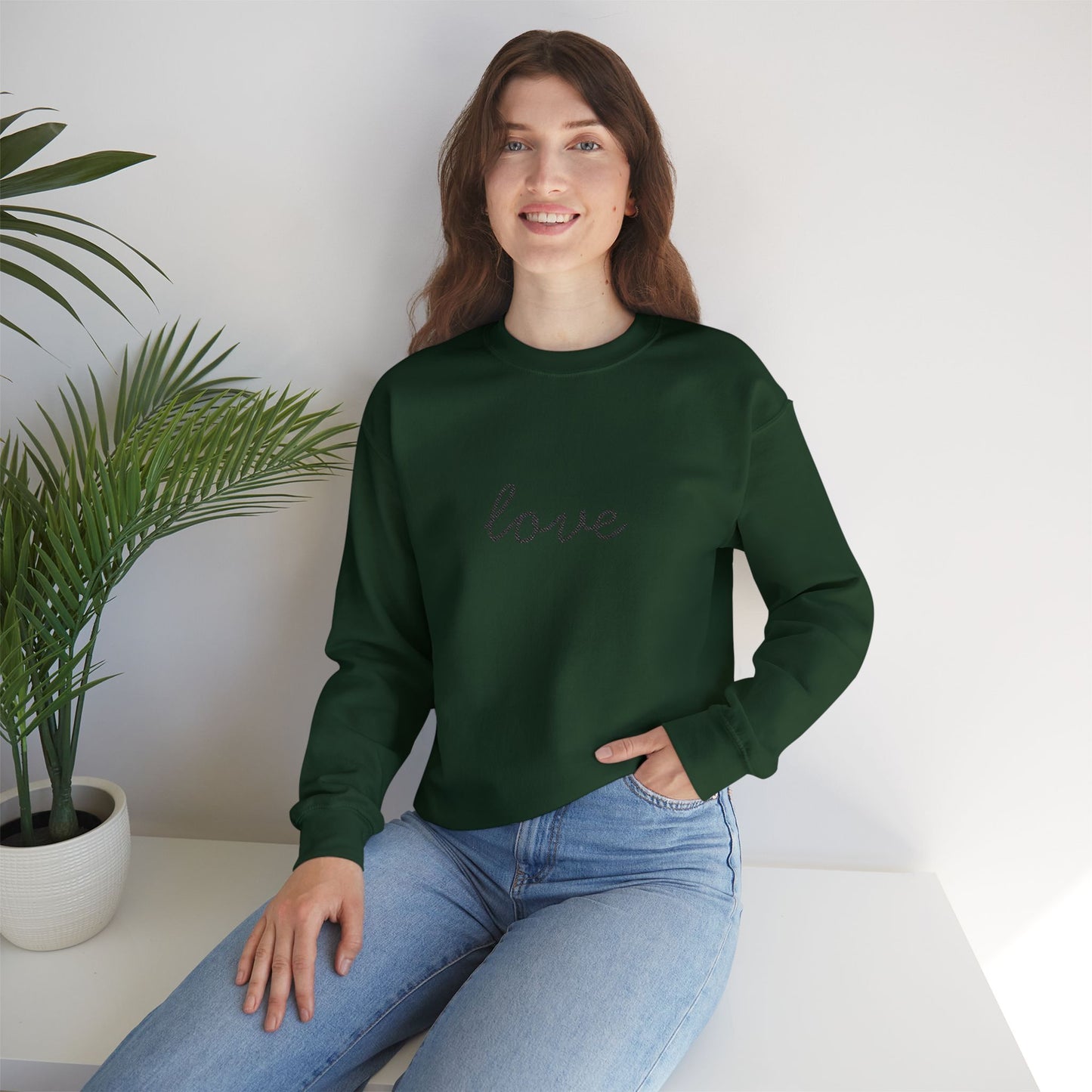 love Script Crewneck Sweatshirt - black stitching