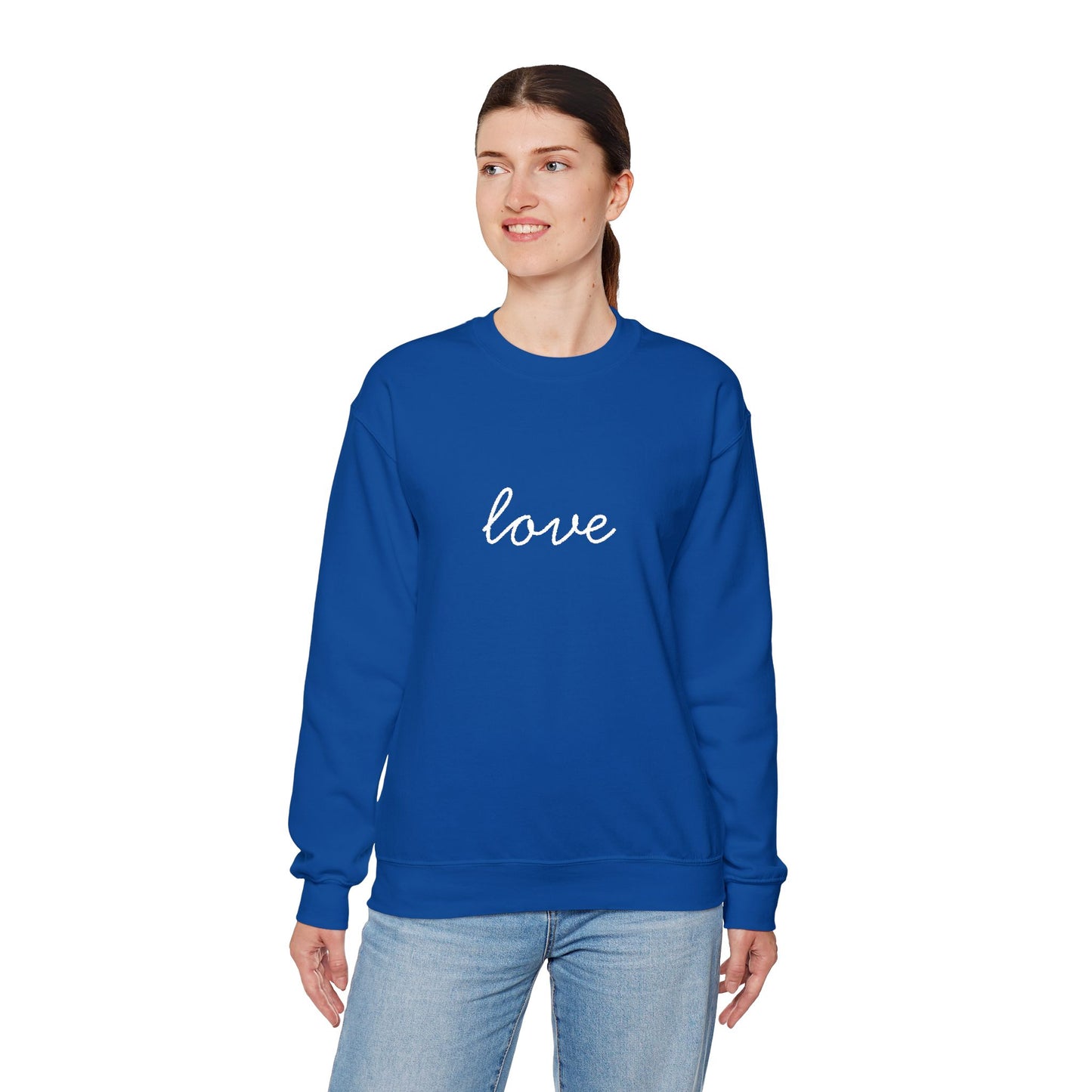 love Script Embroidered Crewneck Sweatshirt - white stitches