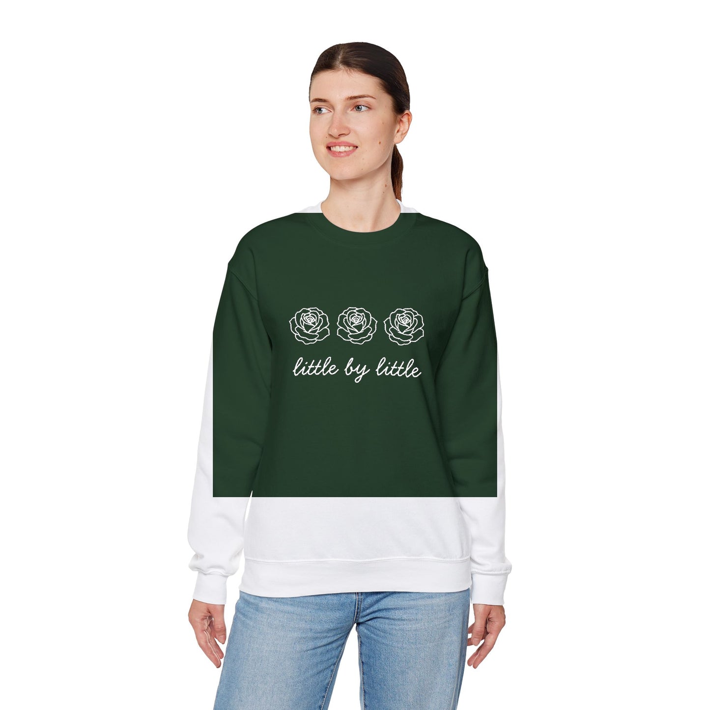 Little by little Embroidered Crewneck Sweatshirt - white stitches