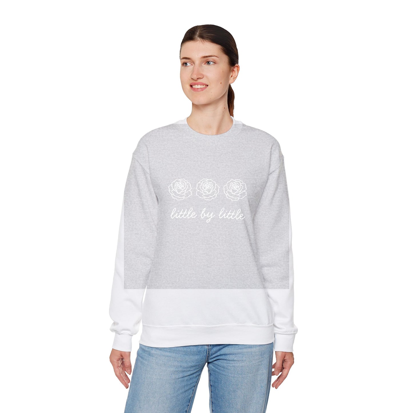 Little by little Embroidered Crewneck Sweatshirt - white stitches
