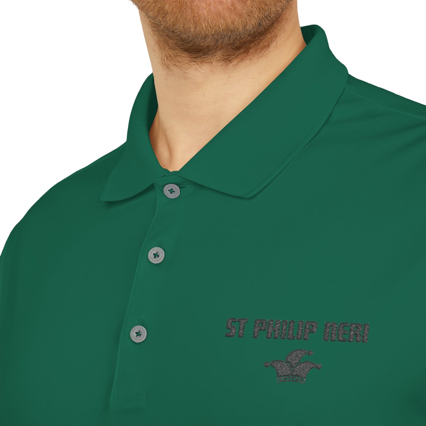 St. Philip Neri Performance Polo — Lightweight Athletic Golf Shirt BLACK stitching