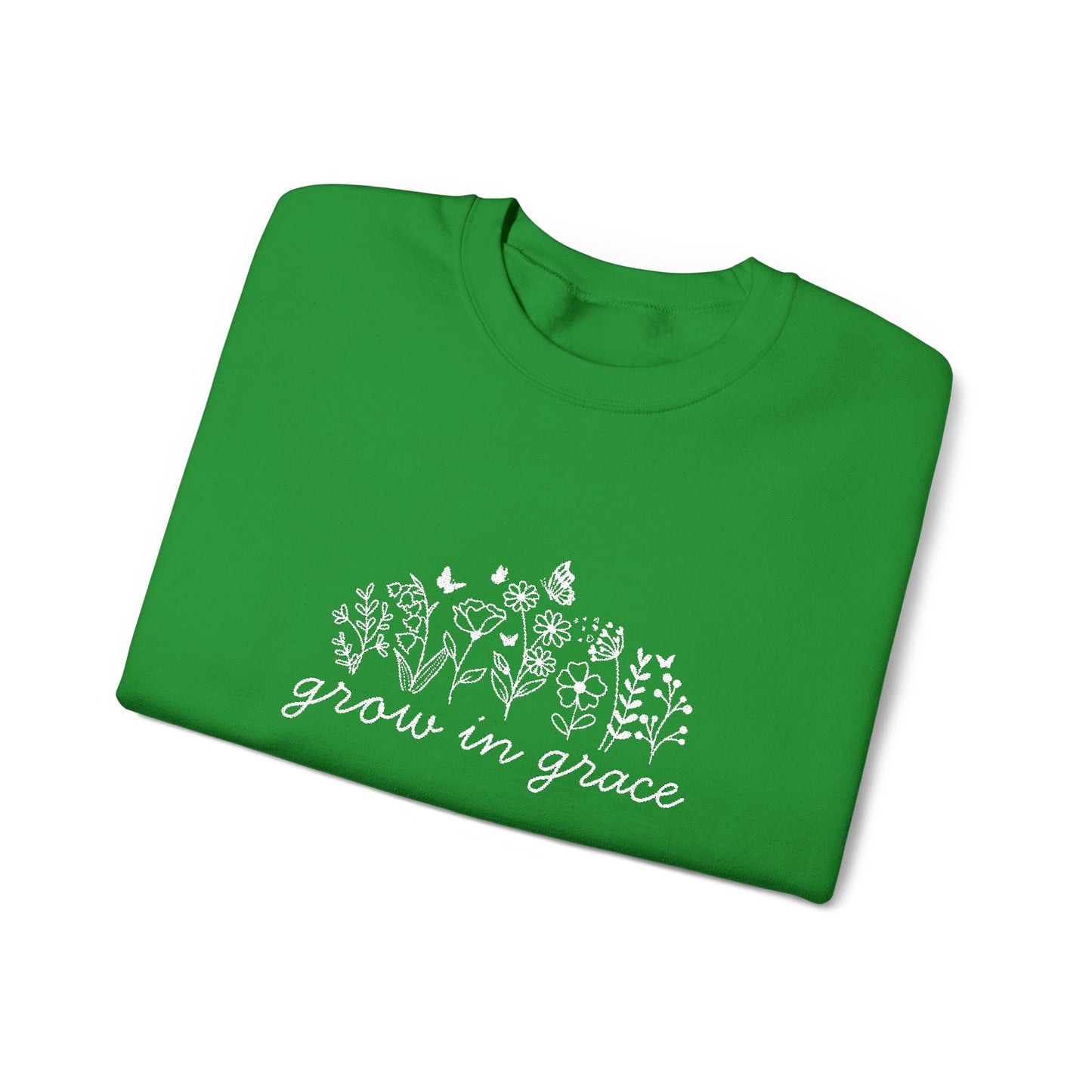 grow in grace Embroidered Crewneck Sweatshirt - white stitches