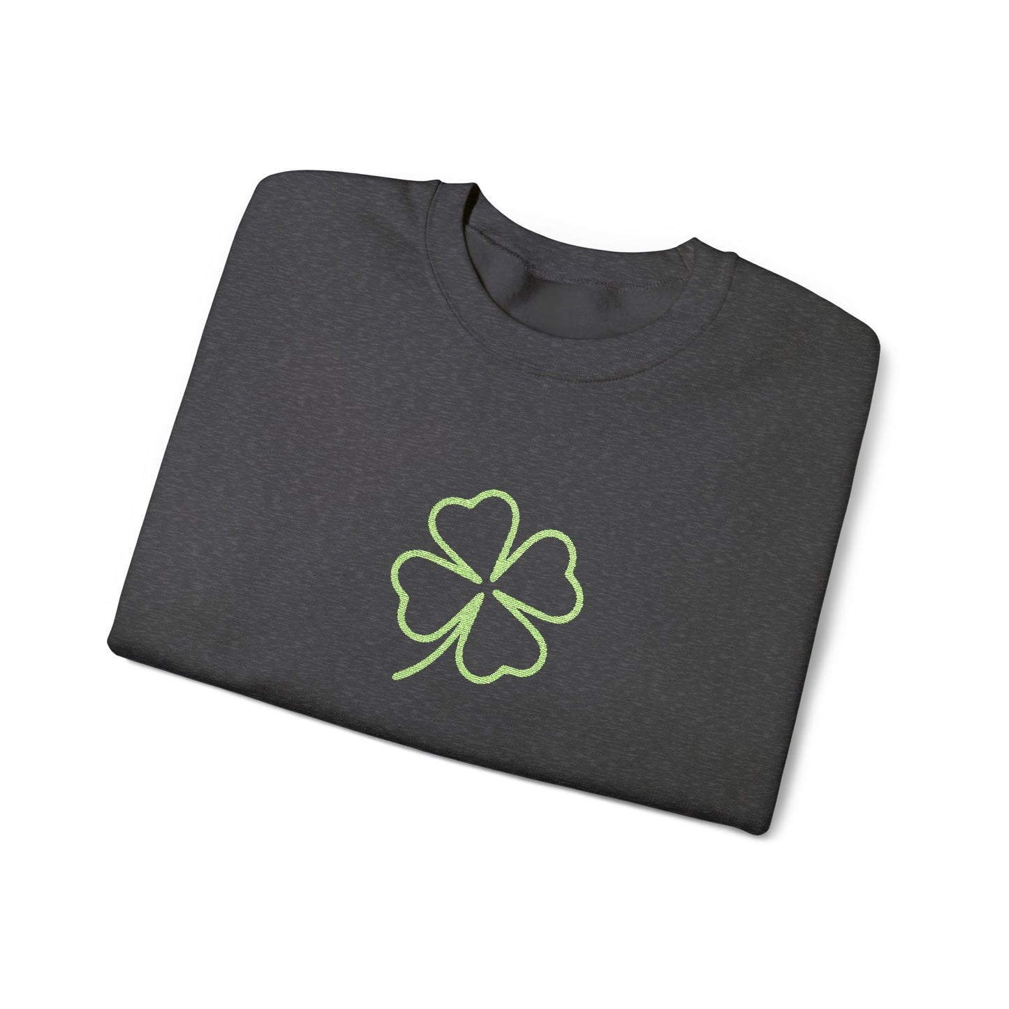 Shamrock Embroidered Crewneck Sweatshirt - Kelly Green Stitching