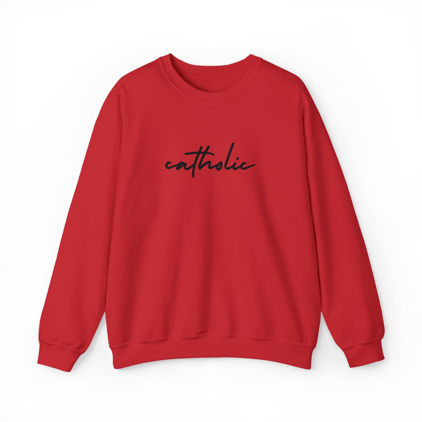 catholic Script Embroidered Crewneck Sweatshirt - black stitches