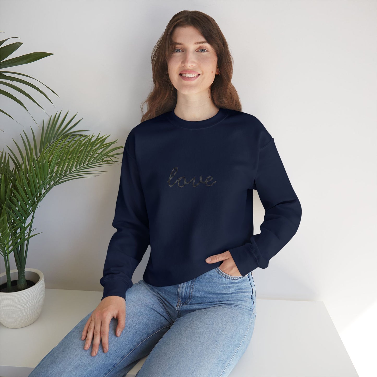 love Script Crewneck Sweatshirt - black stitching
