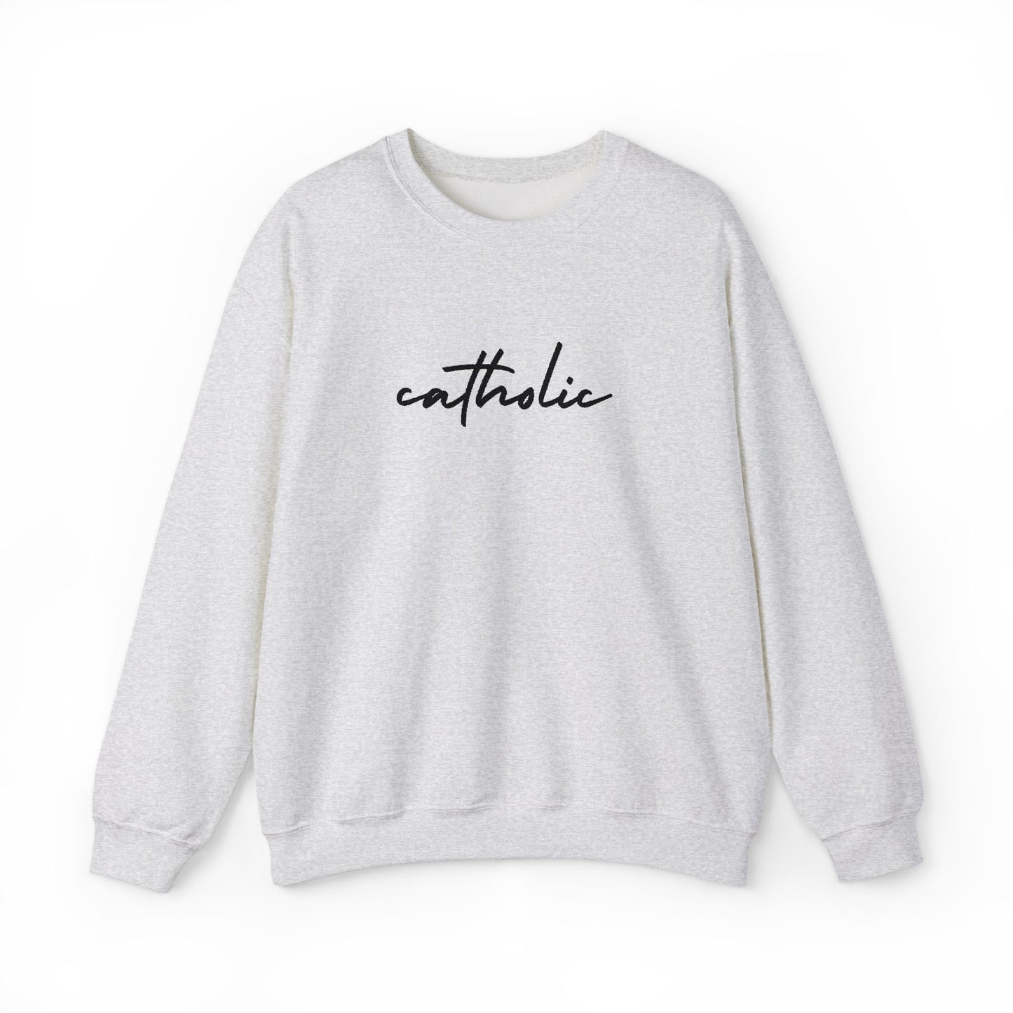 catholic Script Embroidered Crewneck Sweatshirt - black stitches