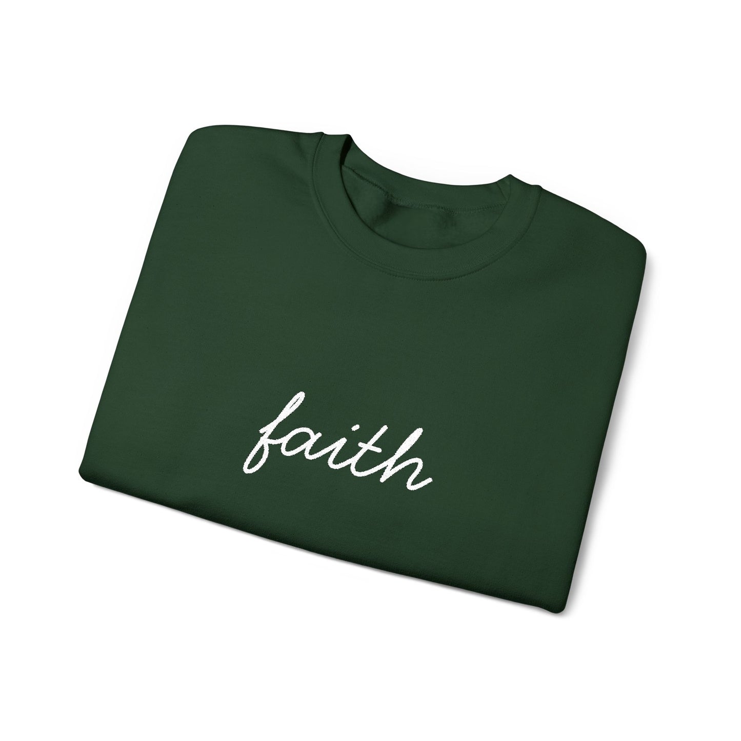 faith Script Embroidered Crewneck Sweatshirt - white stitches