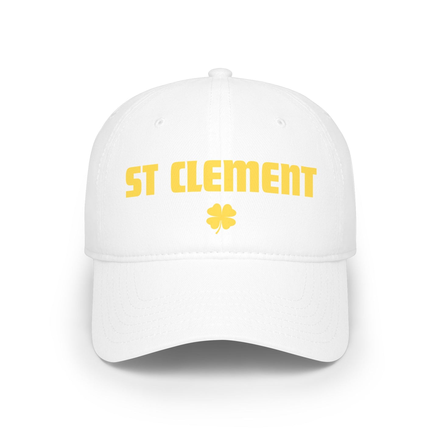 St. Clement Low Profile Baseball Cap — Retro Gold Text with Shamrock