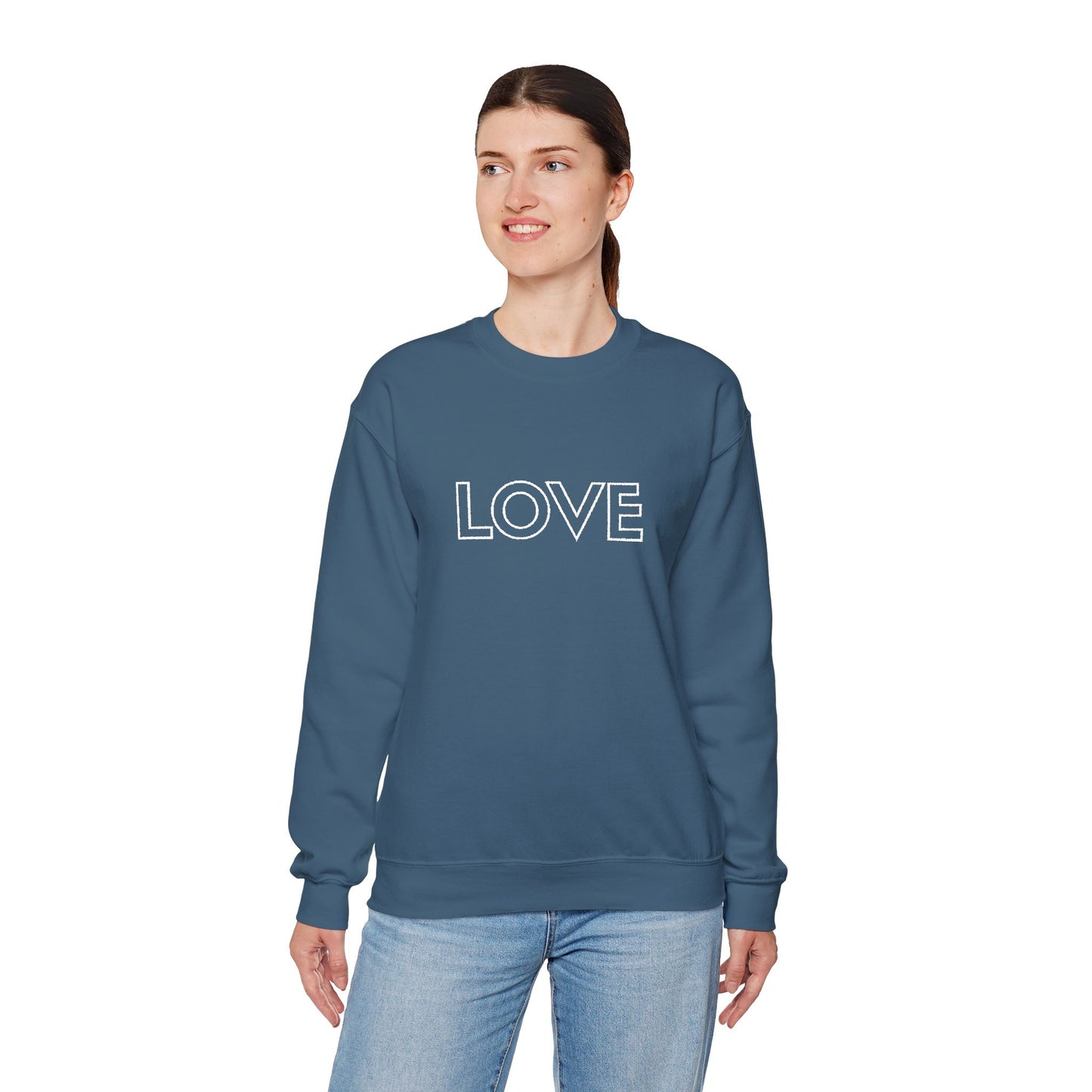 LOVE Embroidered Crewneck Sweatshirt - White stitching