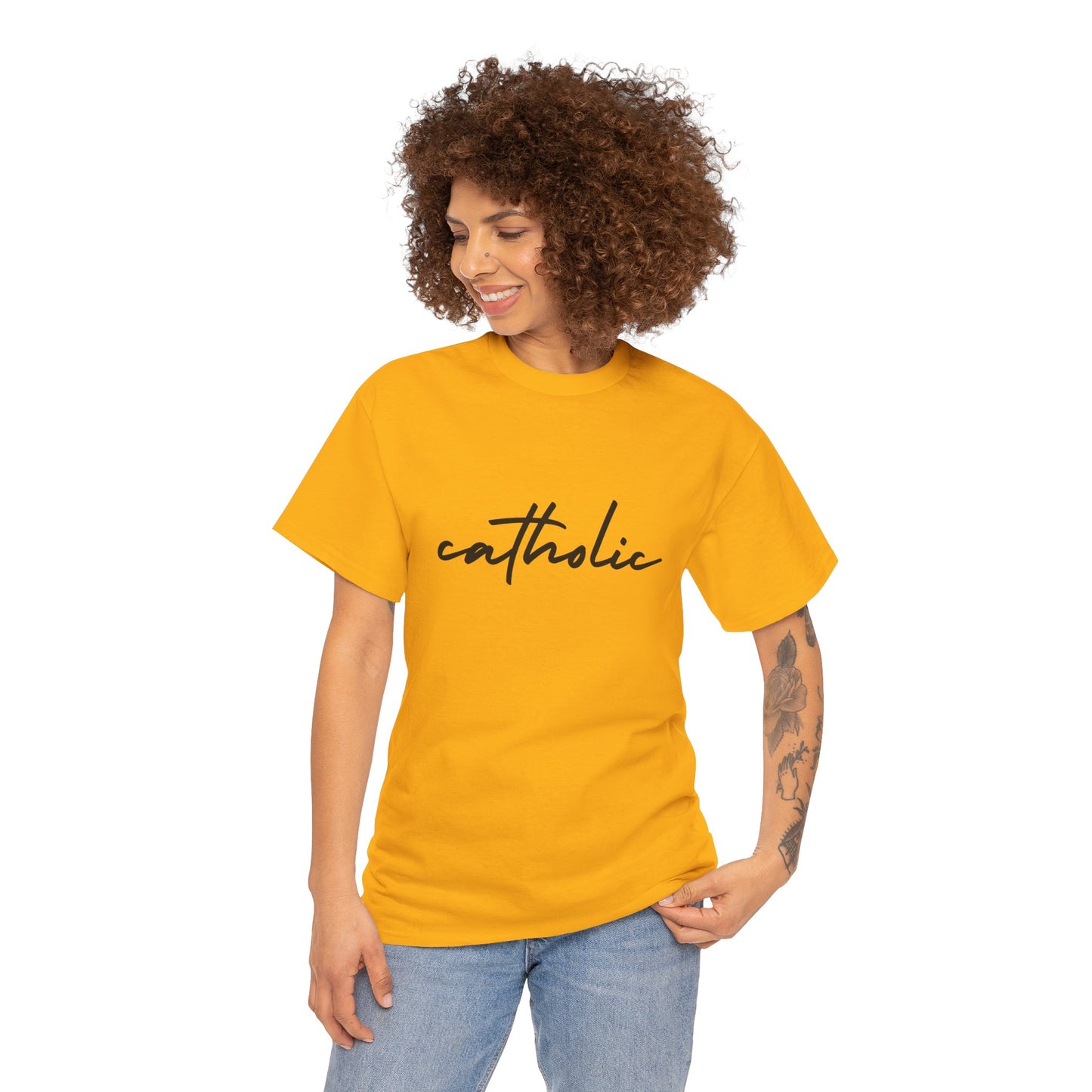 Catholic Script T-Shirt —Black Printing