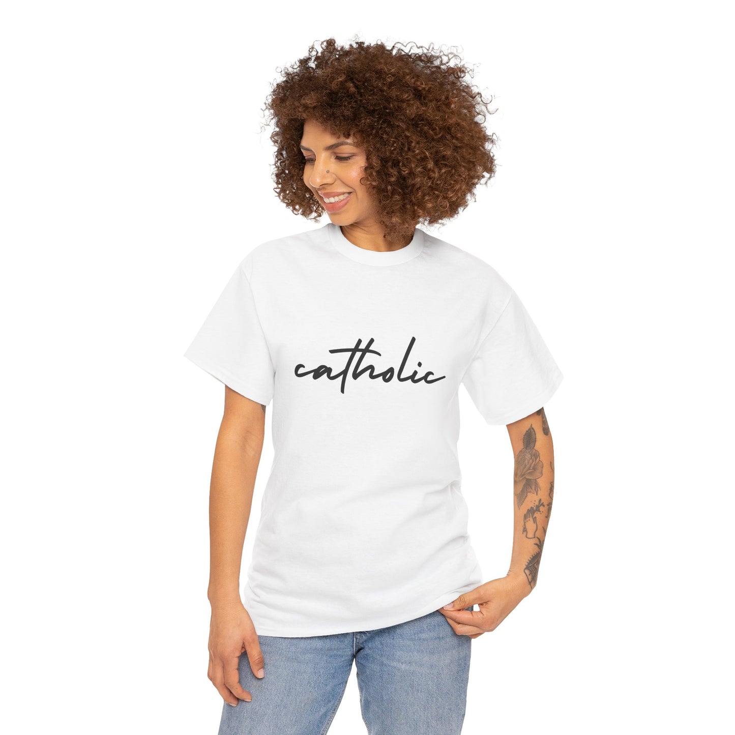 Catholic Script T-Shirt —Black Printing