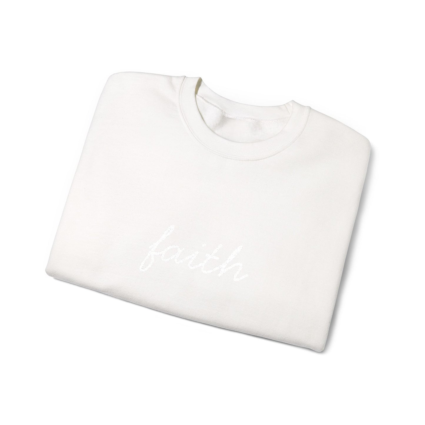faith Script Embroidered Crewneck Sweatshirt - white stitches
